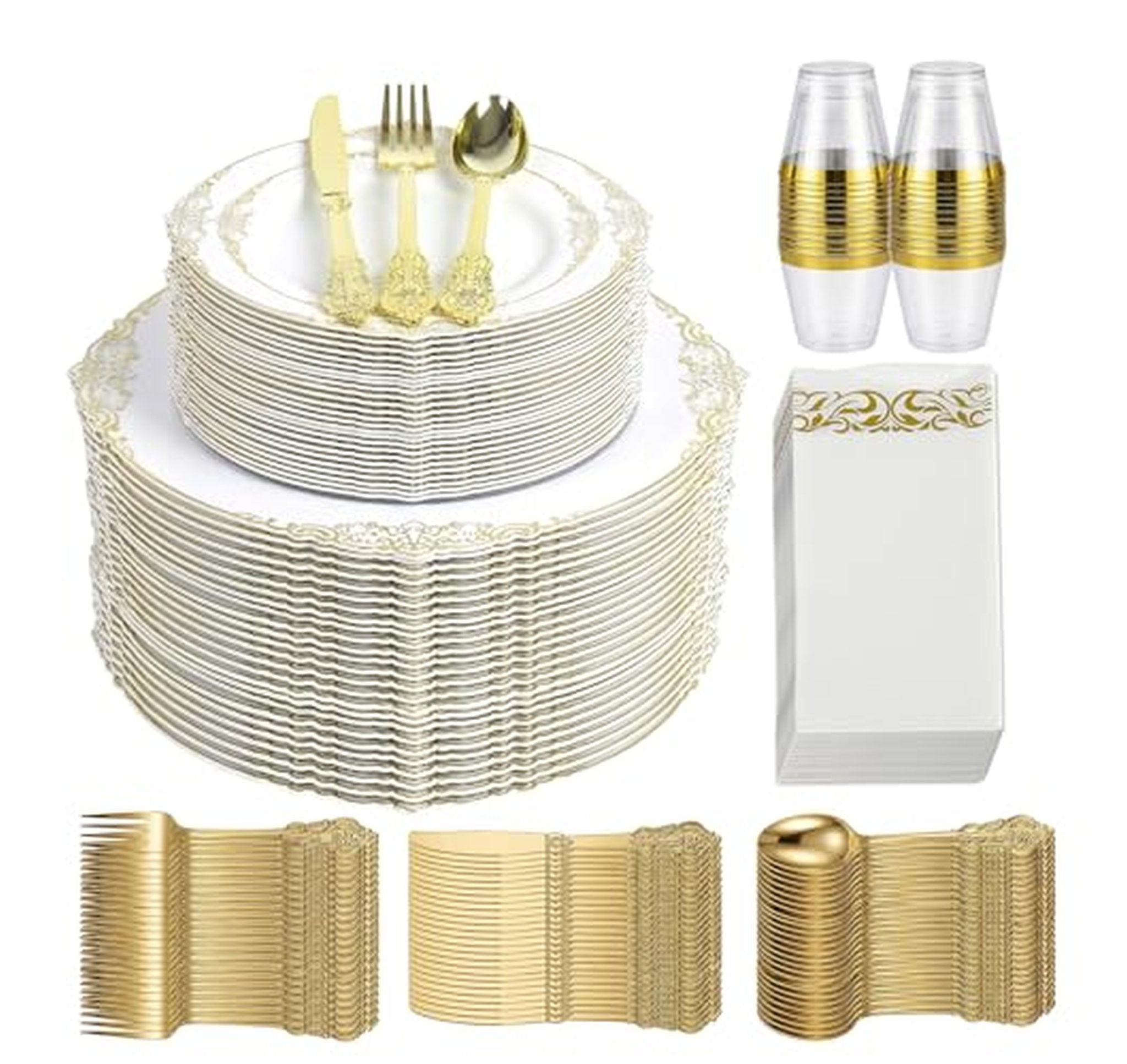 Disposable Plastic Dinnerware Set for 25 Guests