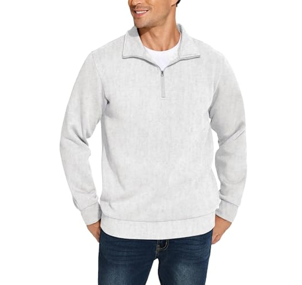 Quarter Zip Fleece Mock Neck Pullover Sweatshirt