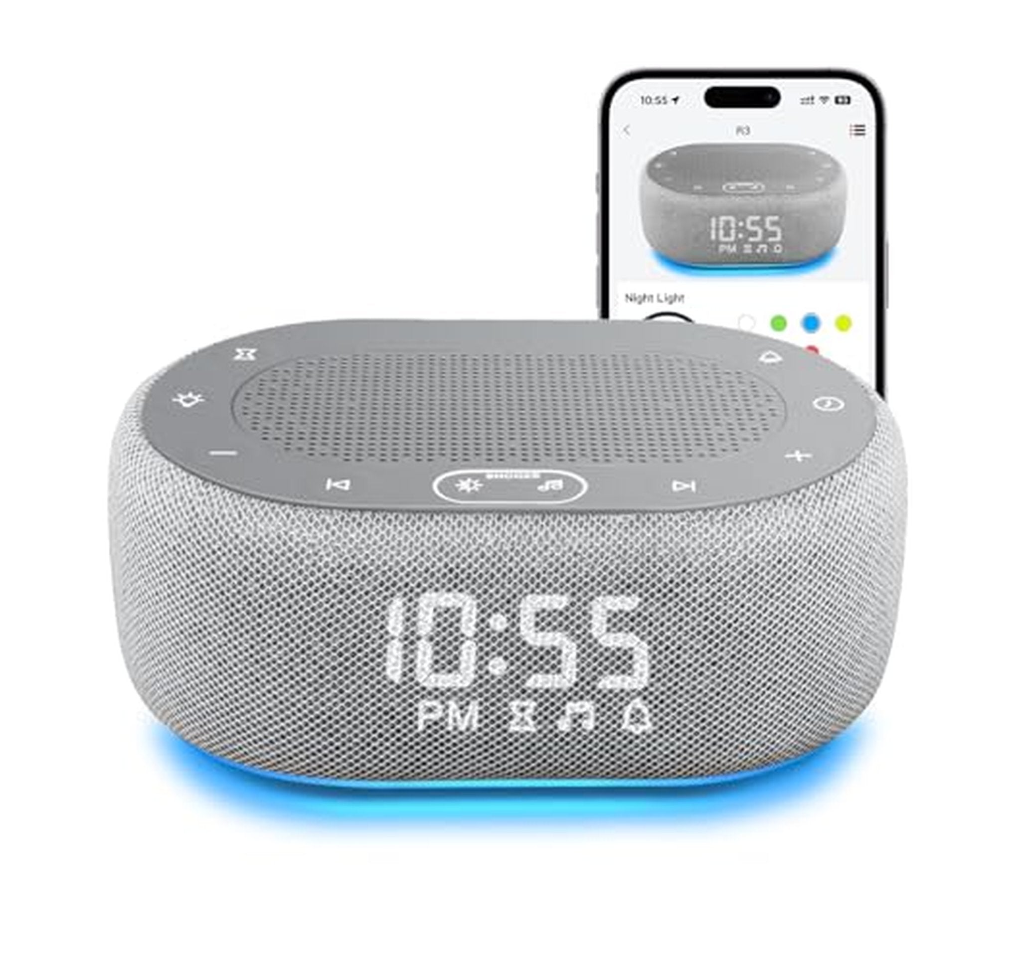 White Noise Machine with Alarm Clock and Night Light