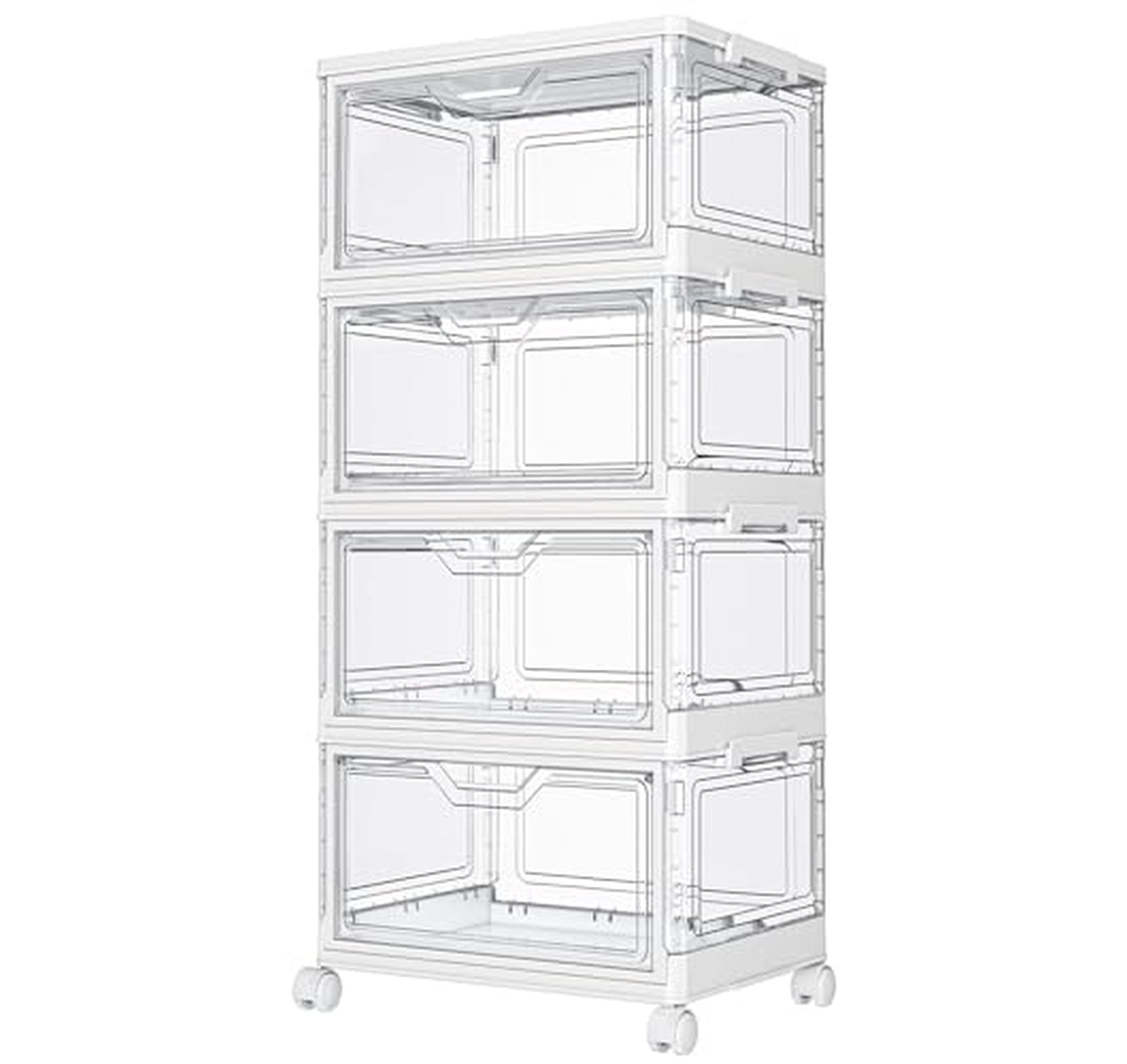 4 Tier Stackable Plastic Storage Bins with Lids