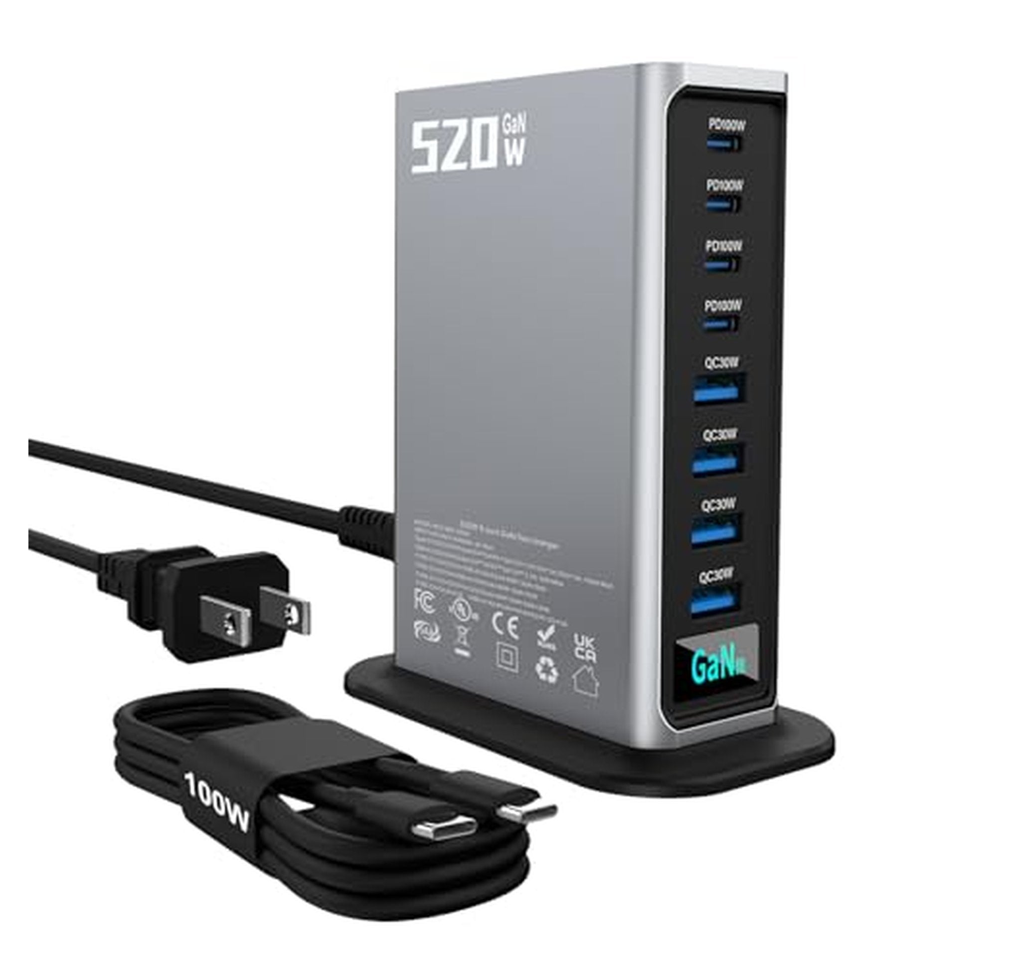 520W 8-Port GaN USB C Charging Station