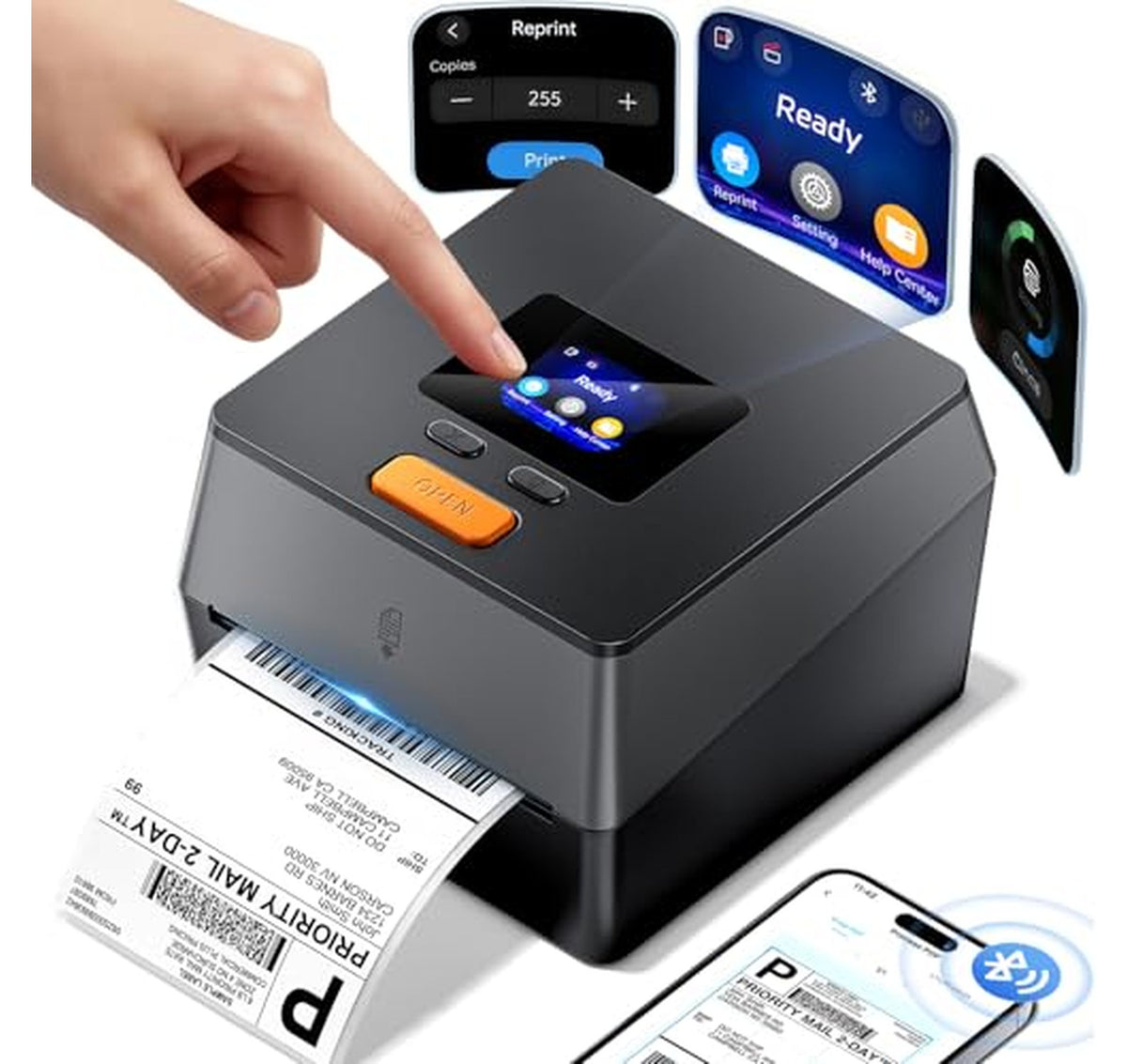 Bluetooth 4x6 Thermal Shipping Label Printer with Screen