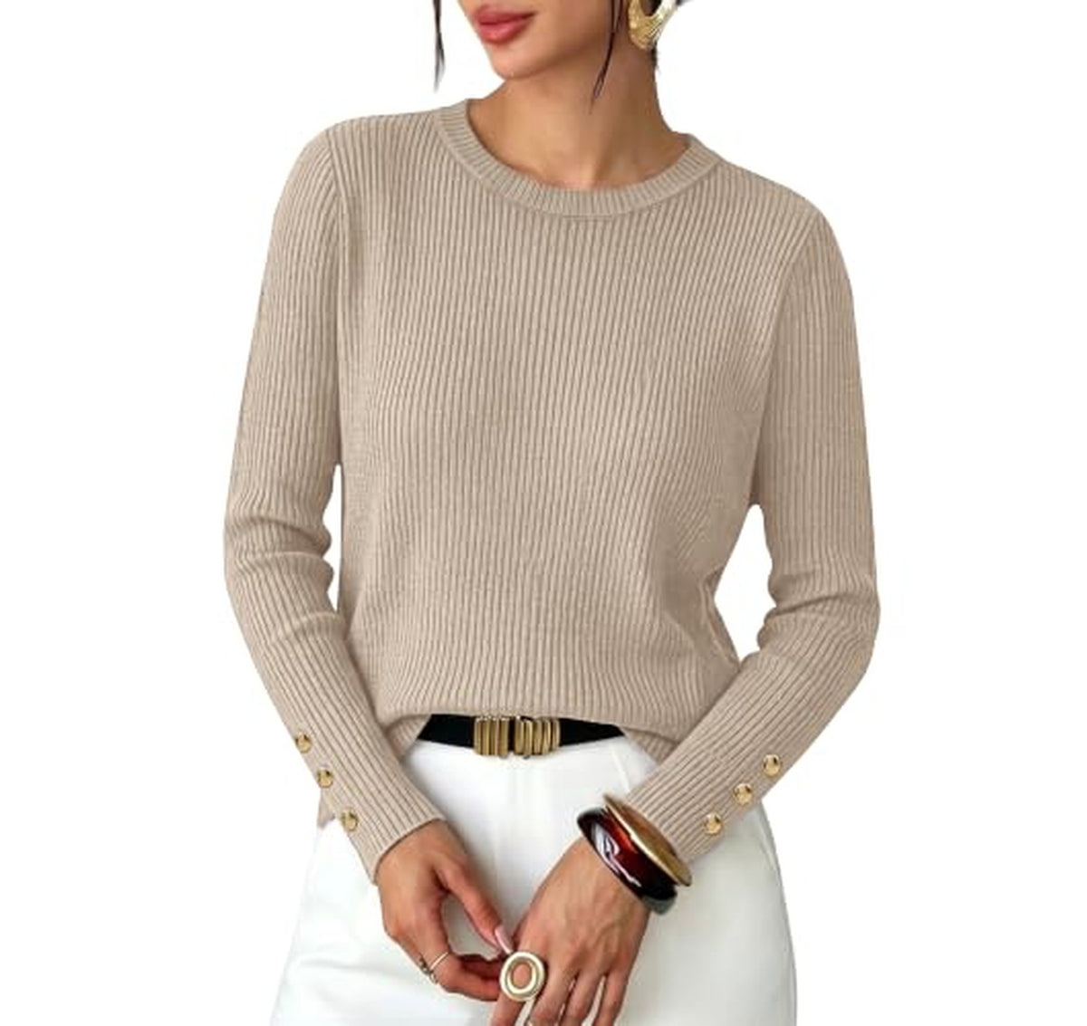 Ribbed Knit Long Sleeve Sweater Top (10 Colors)