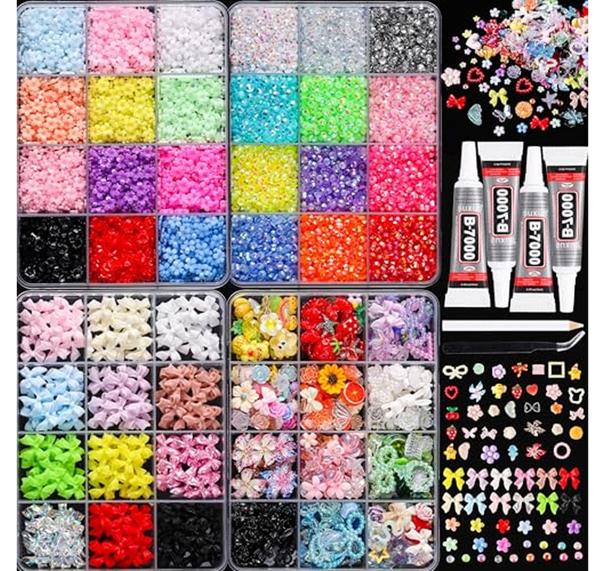 Macaron Pastel Rhinestone 3D Nail Charms Kit