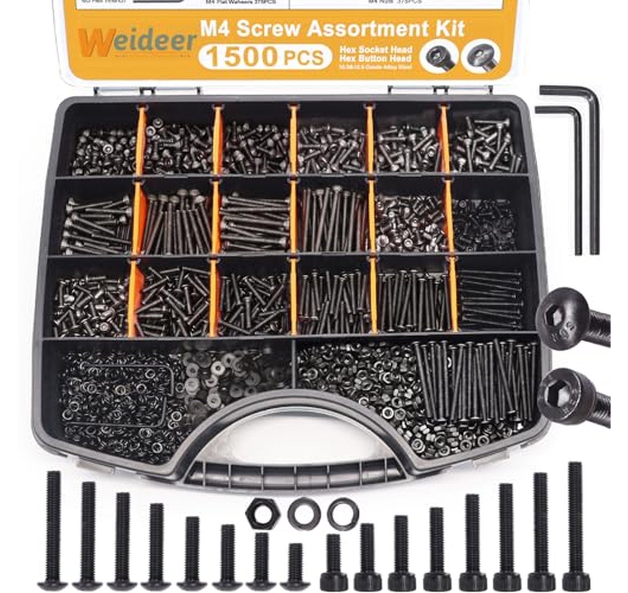 1500 Piece M4 Hex Screw and Nut Assortment Kit