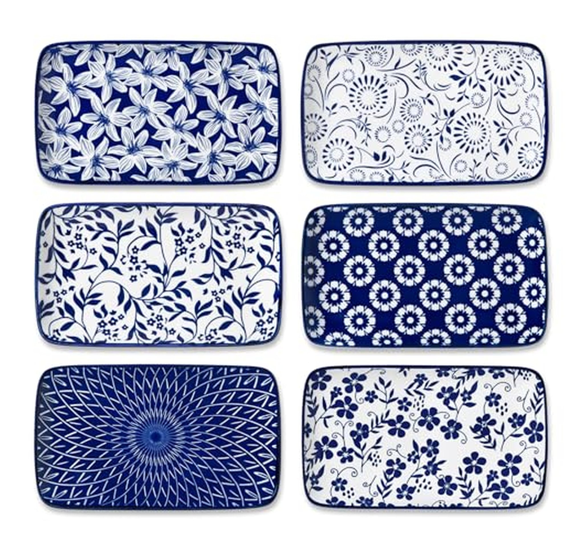 6 Pack Rectangular Ceramic Salad and Sushi Plates