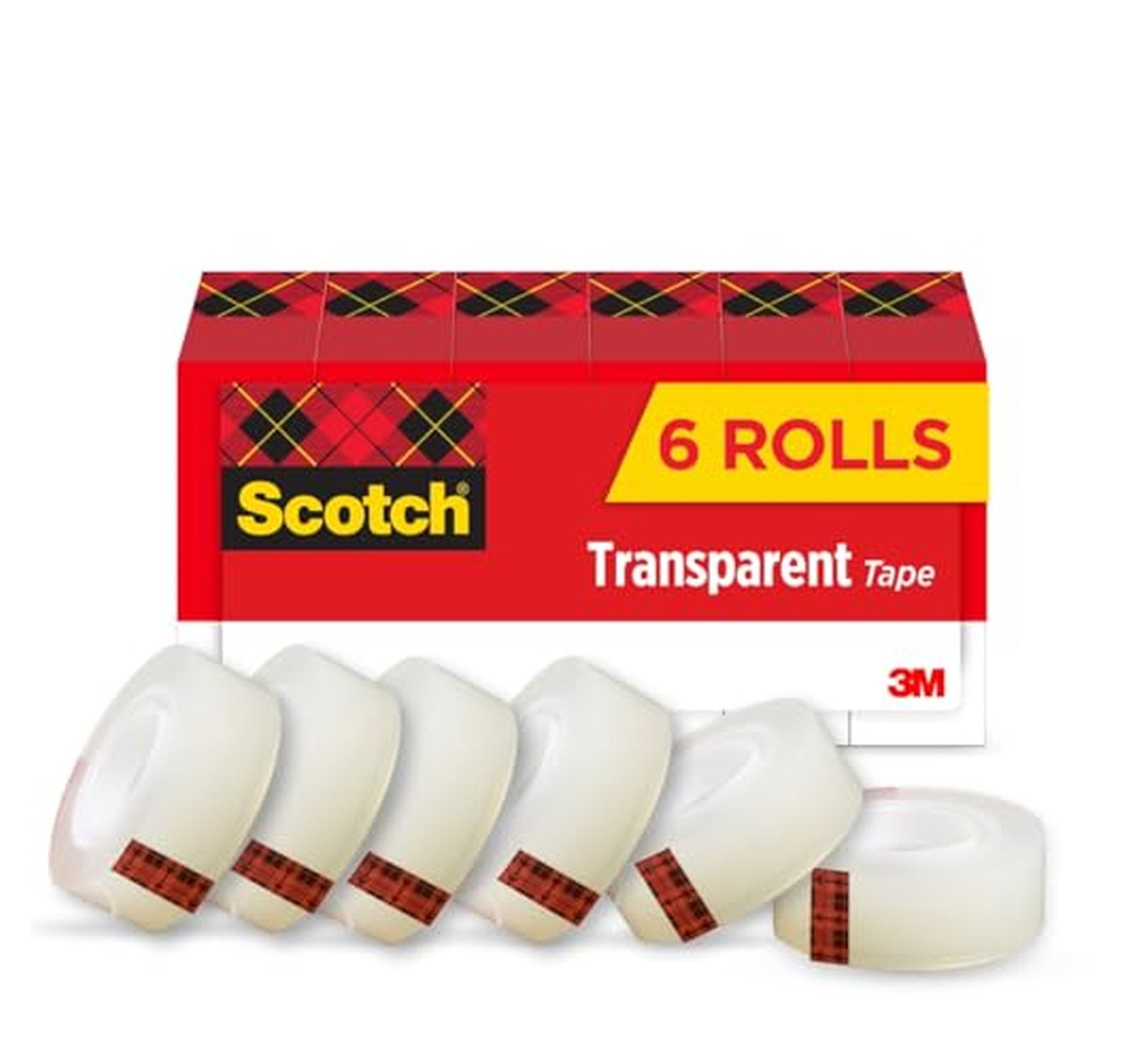 6 Pack Scotch Transparent Office Tape Rolls