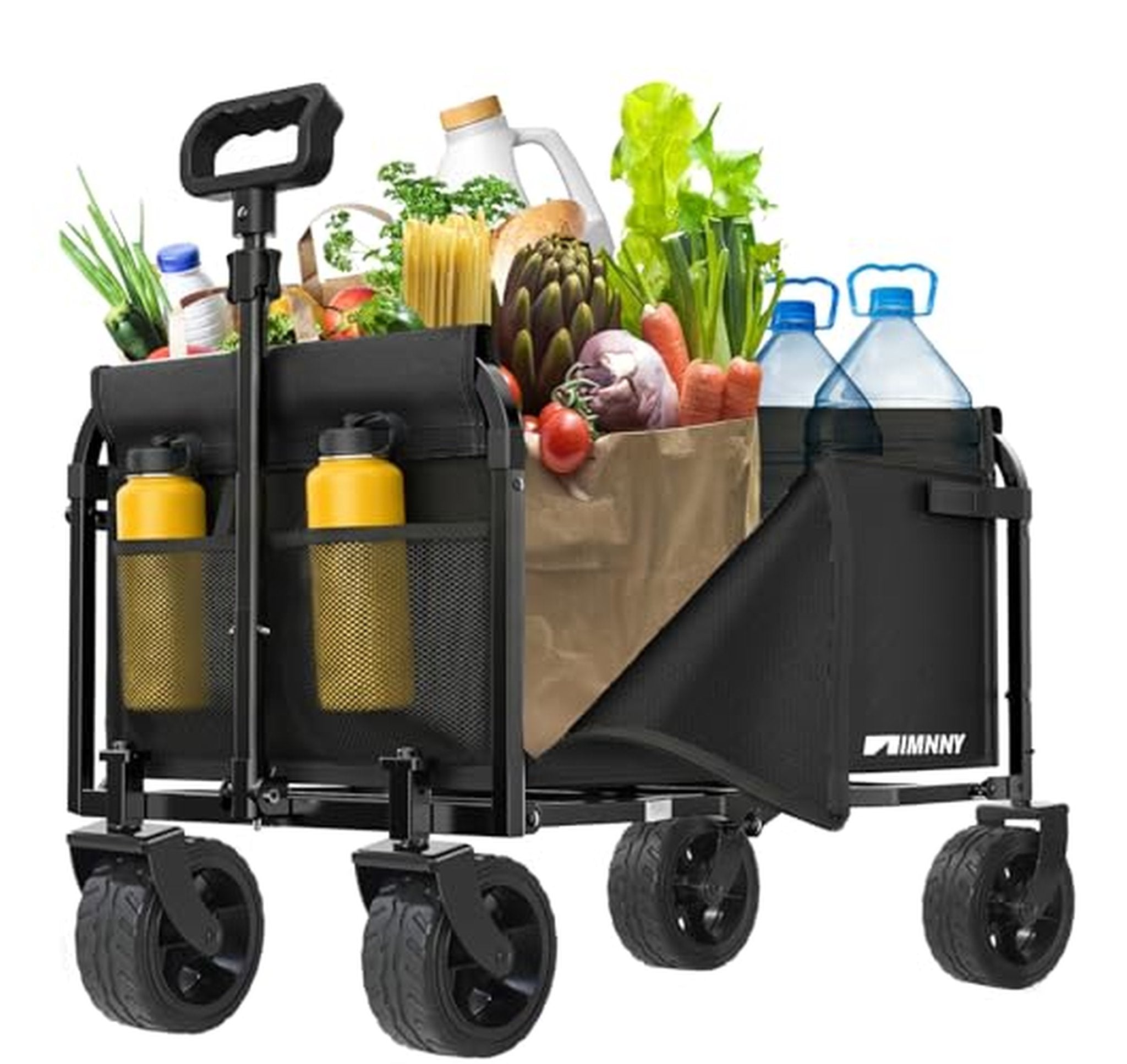 Folding Utility Wagon Cart with Wide Wheels