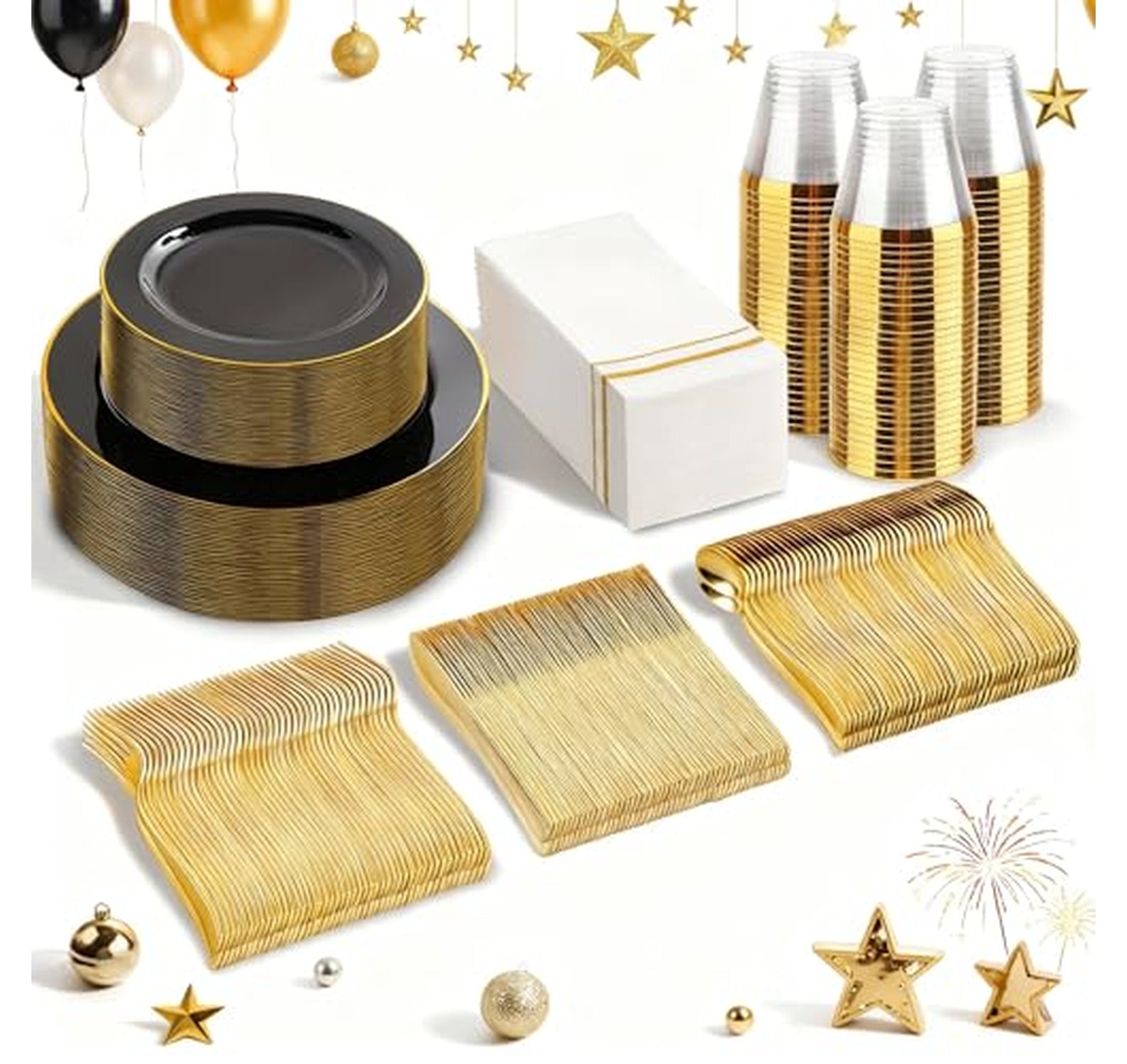 350 Piece Disposable Plastic Dinnerware Set for 50 Guests