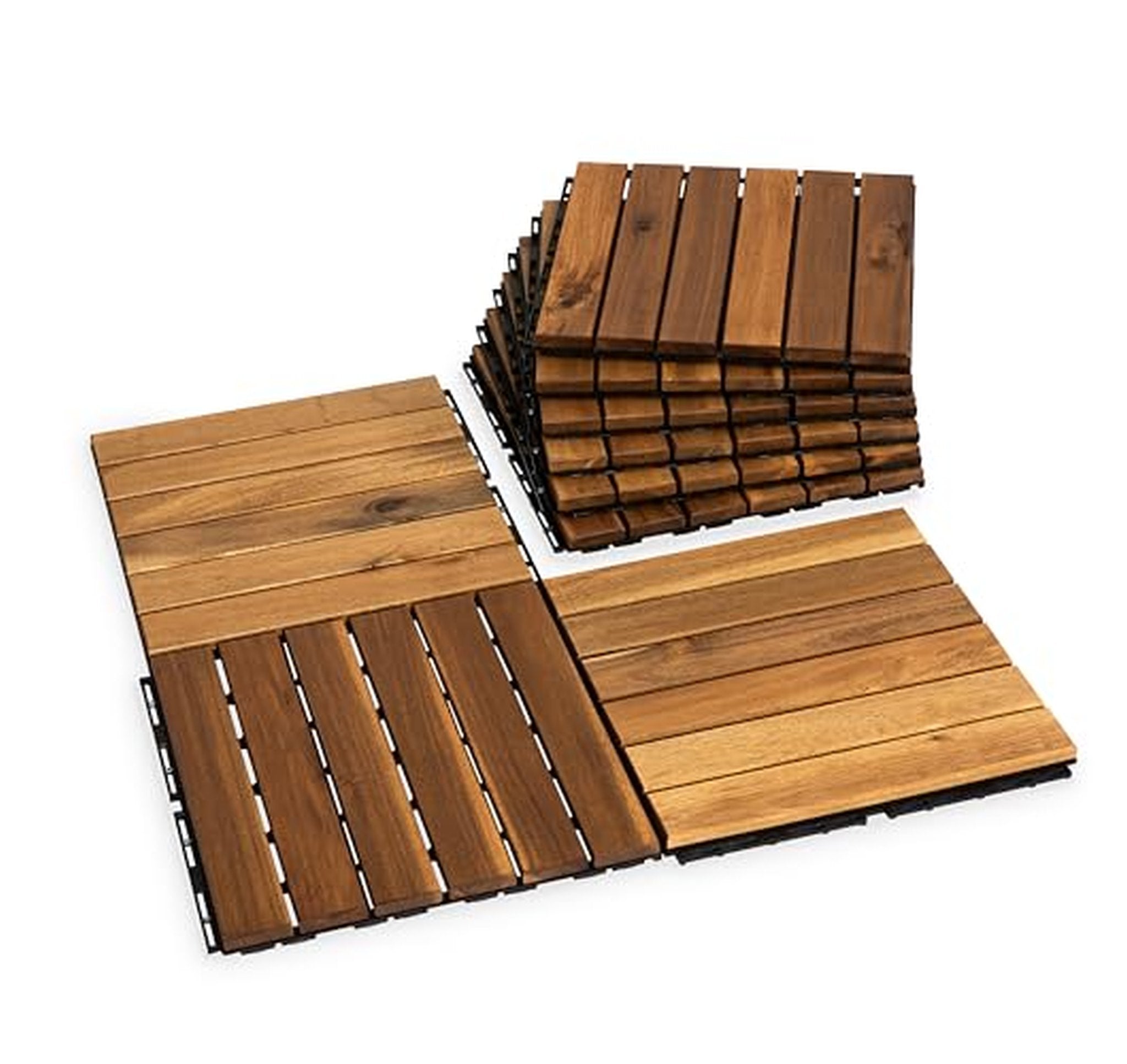 9 Pack Interlocking Acacia Wood Deck Tiles