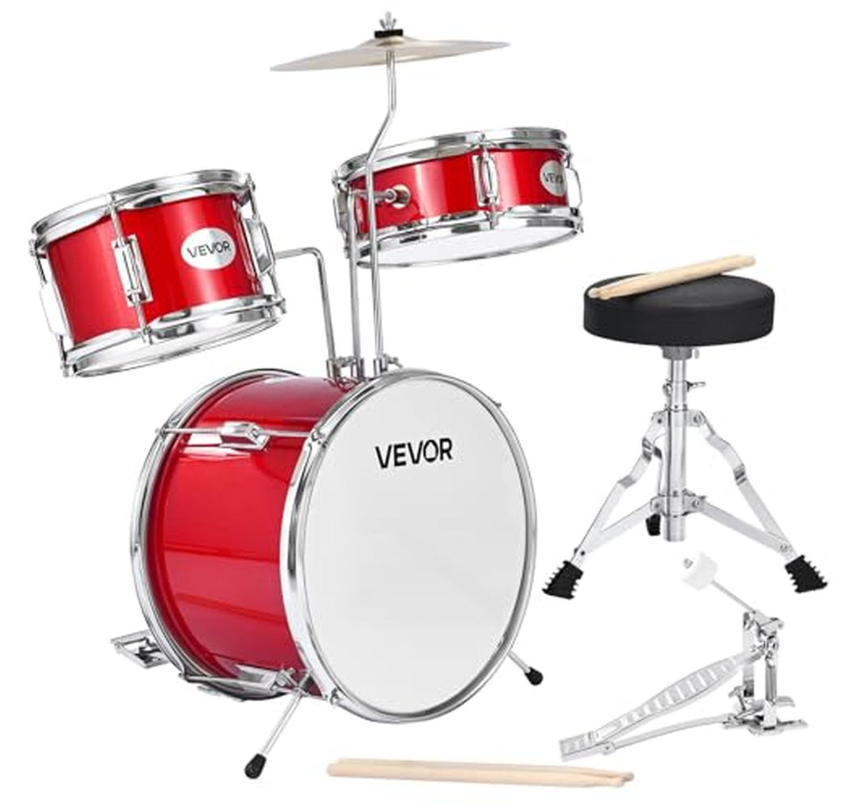 VEVOR 3-Piece 14-Inch Kids Junior Drum Set