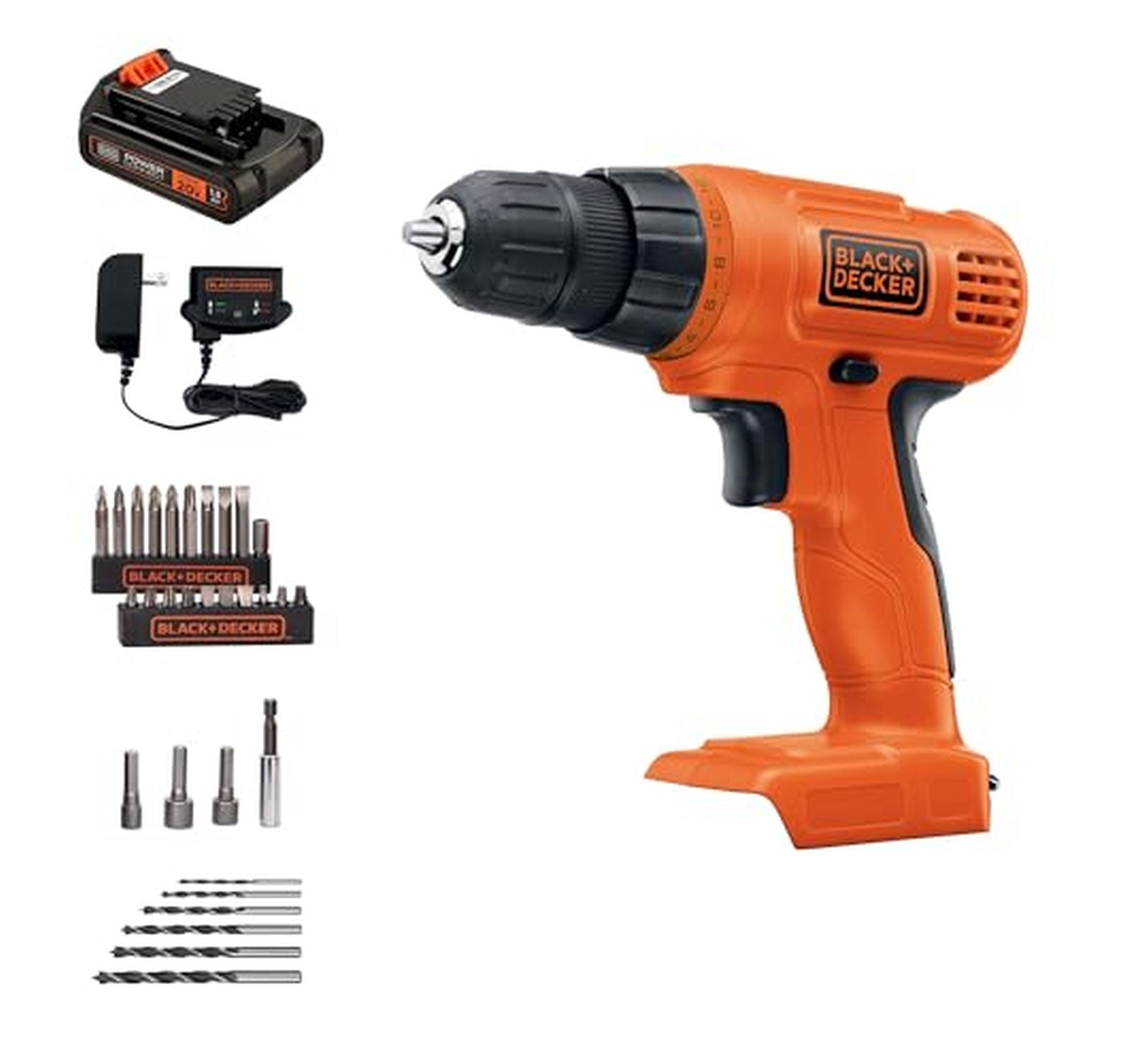 BLACK+DECKER 20V Cordless Drill Driver with Bit Set