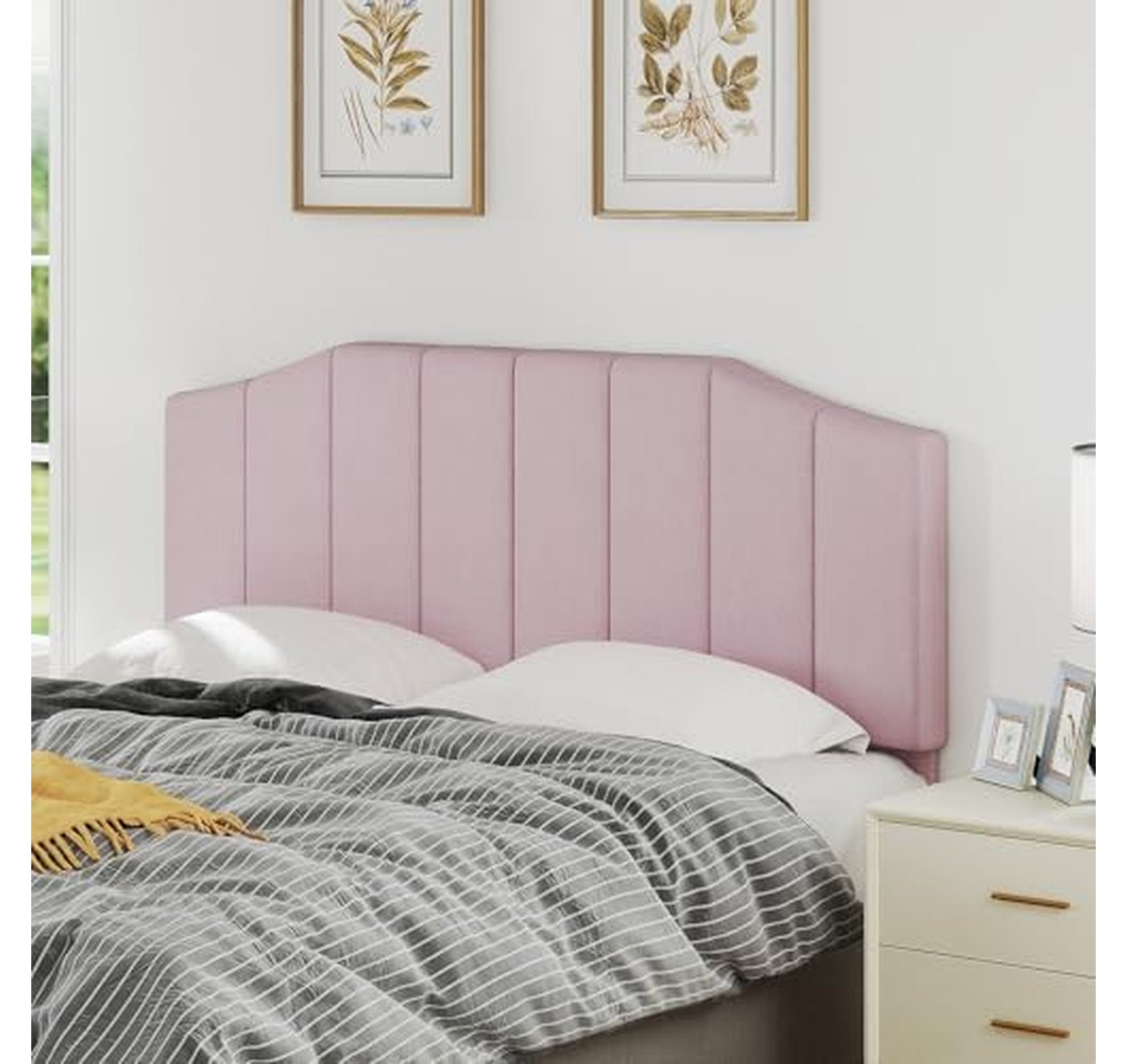 Padded Velvet Queen Full Upholstered Headboard Wall Mount