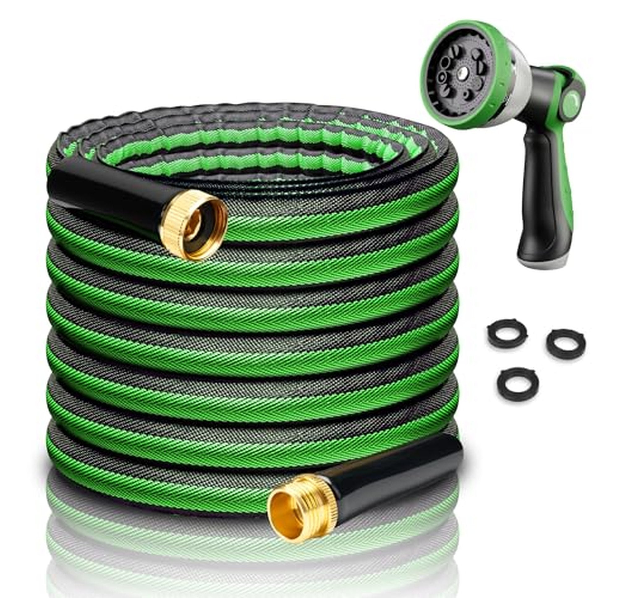 50ft Heavy Duty Flexible Garden Hose with Nozzle