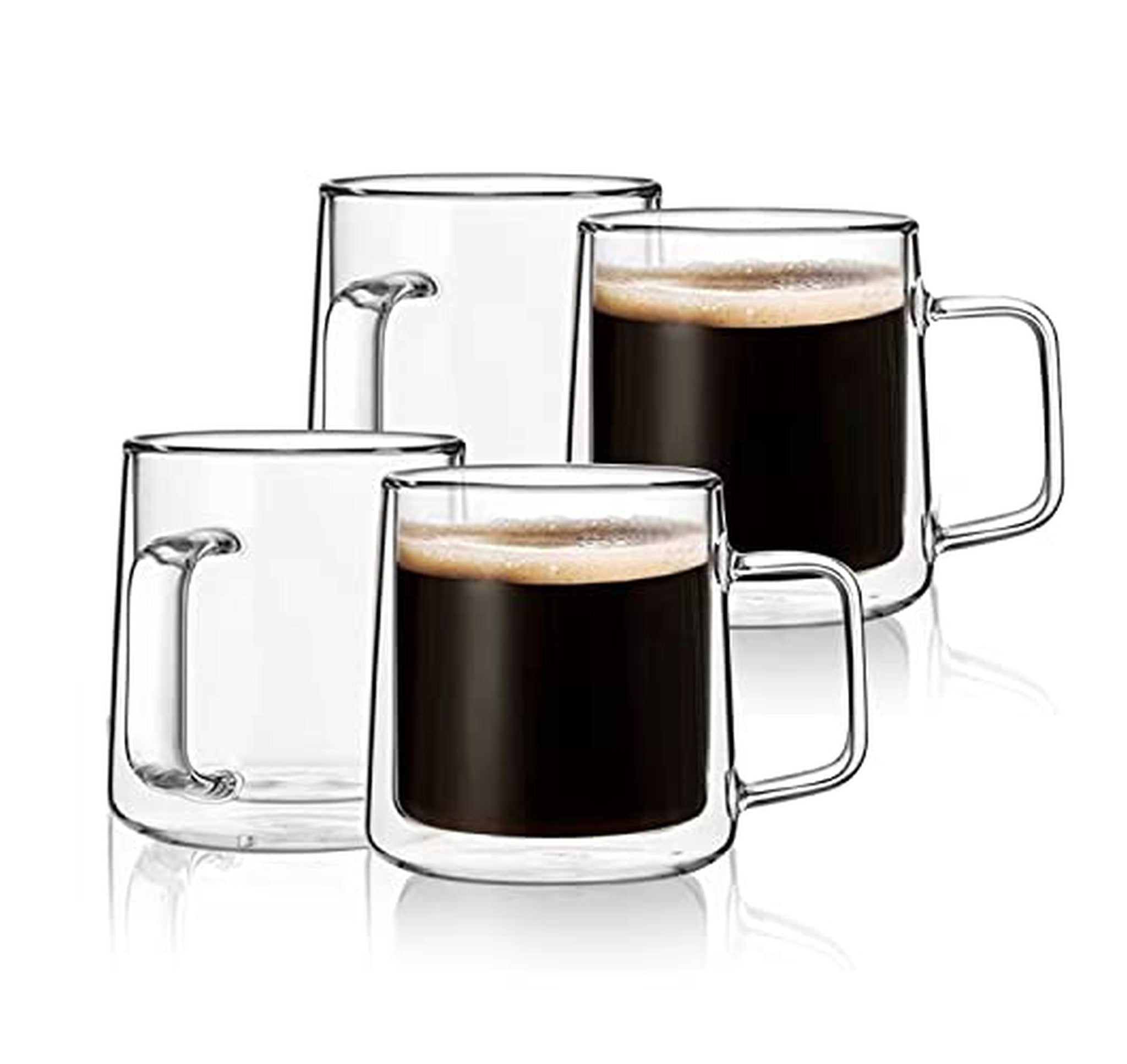 4 Pack Double Wall Insulated Glass Coffee Mugs