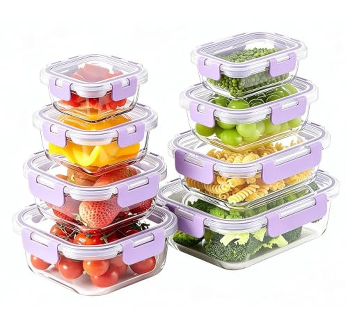8 Pack Glass Meal Prep Food Storage Containers