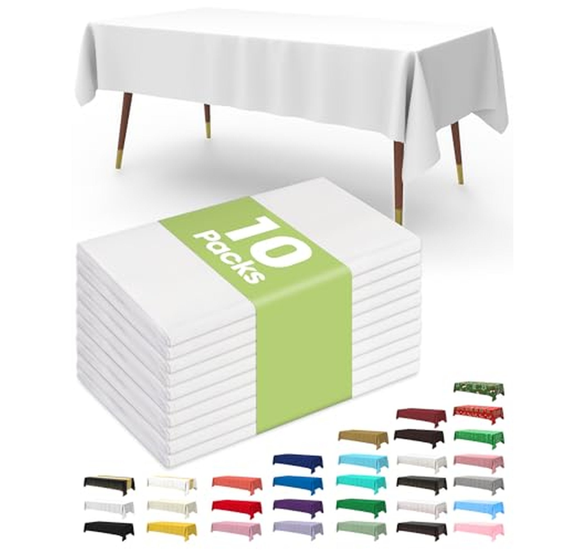10 Pack Disposable Plastic Rectangle Tablecloths