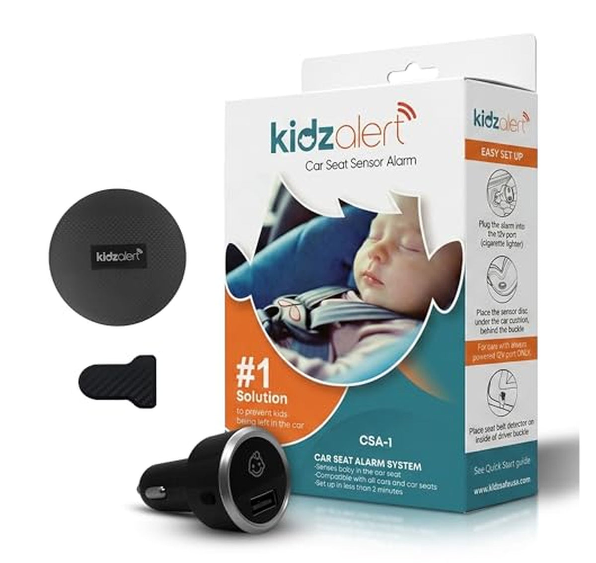 Car Seat Sensor Alarm, 1 Alarm + 1 Sensor