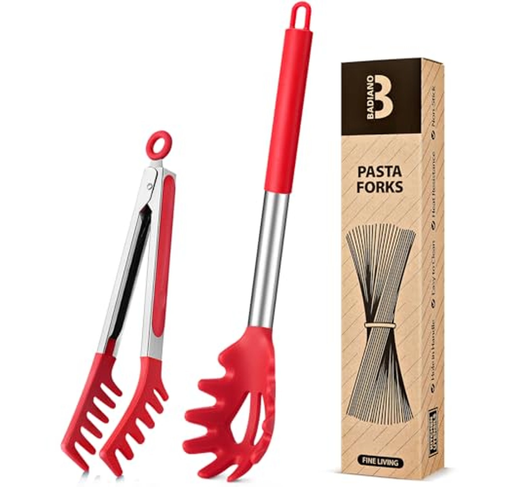 Silicone Spaghetti Spoon and Pasta Tongs Set