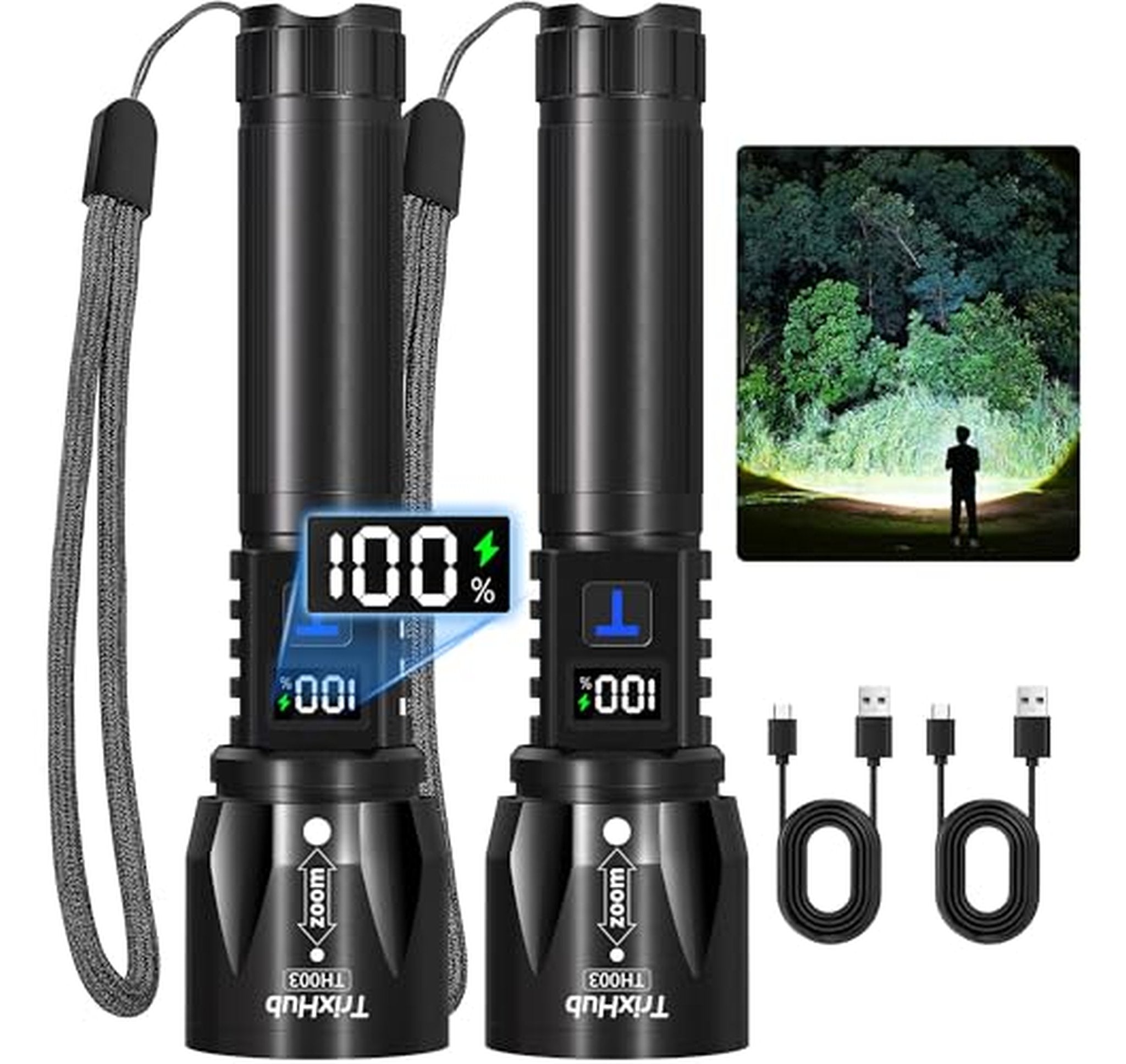2 Pack Rechargeable High Lumens LED Flashlights
