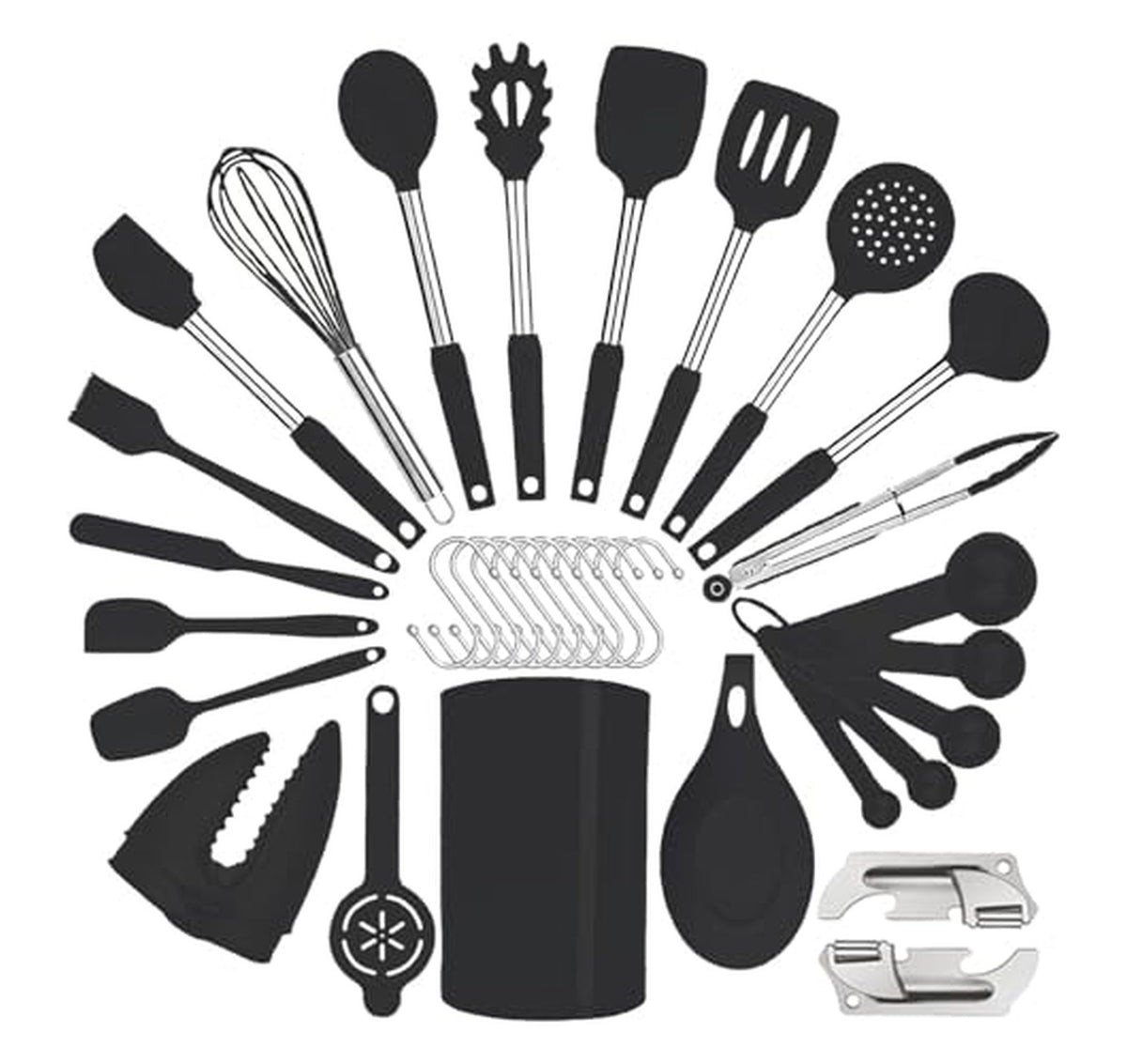 35 Piece Silicone Cooking Utensil Set with Holder