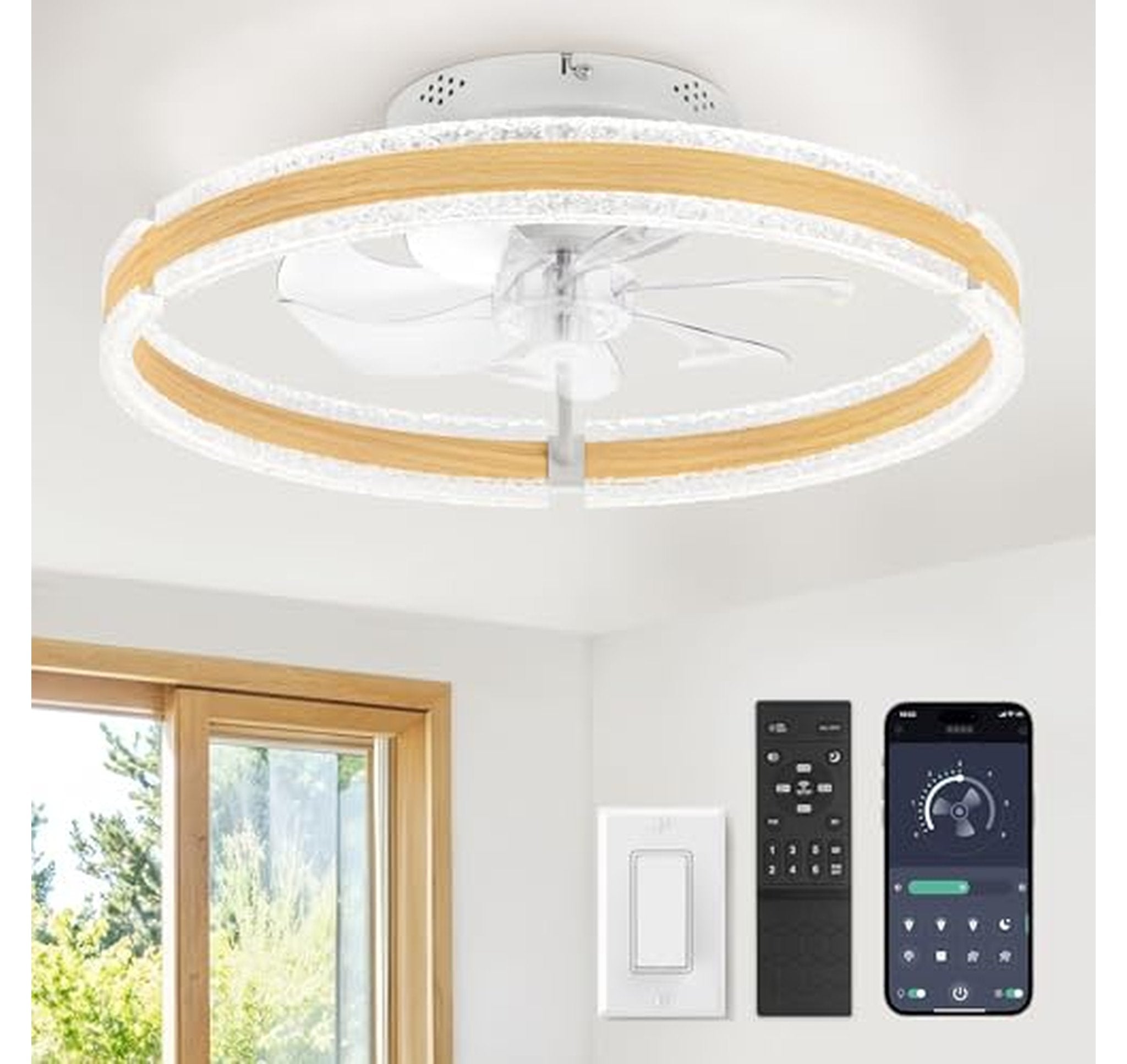 20-Inch Low Profile Ceiling Fan with Light
