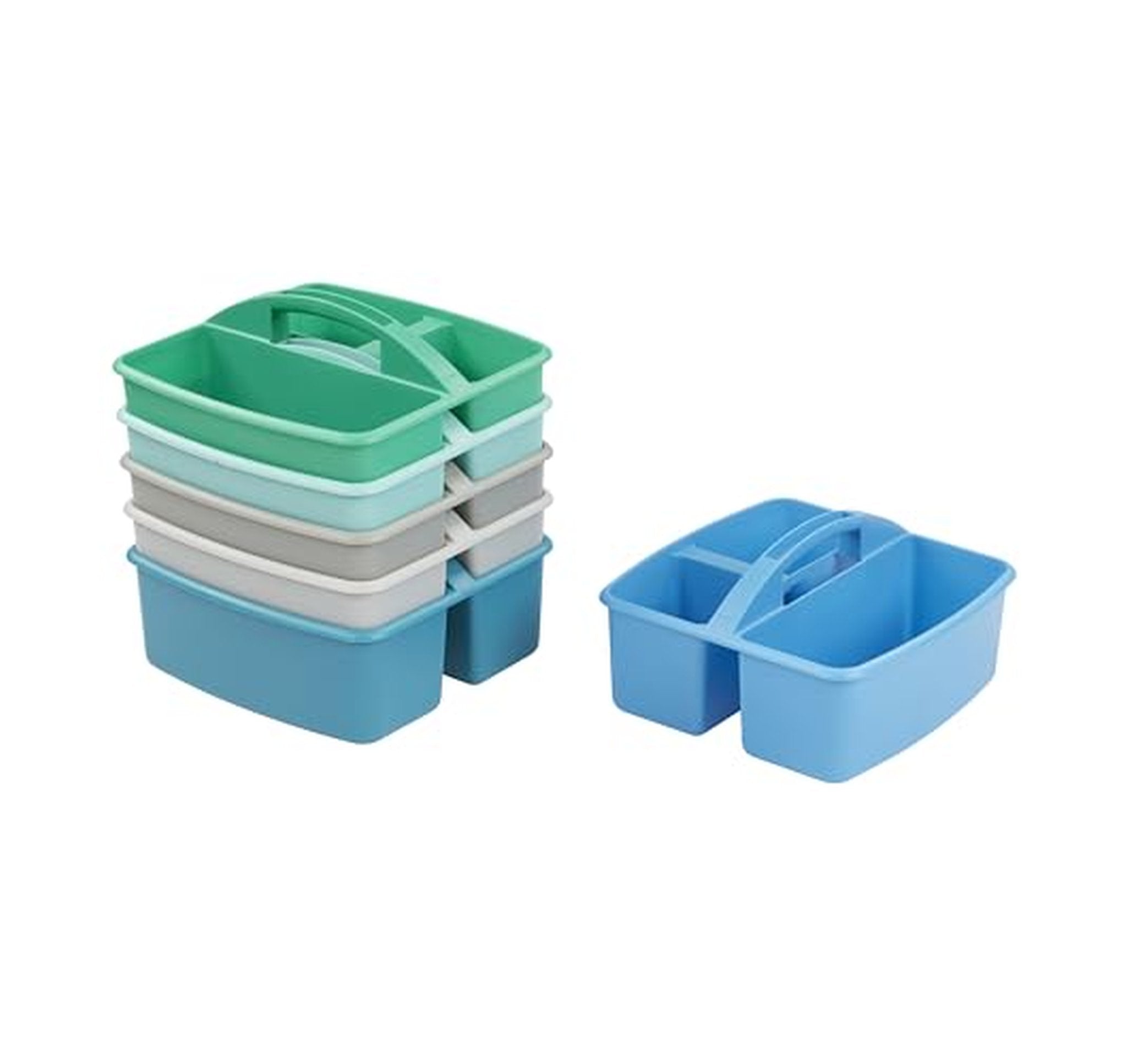 6 Pack 3-Compartment Plastic Storage Caddies Organizer