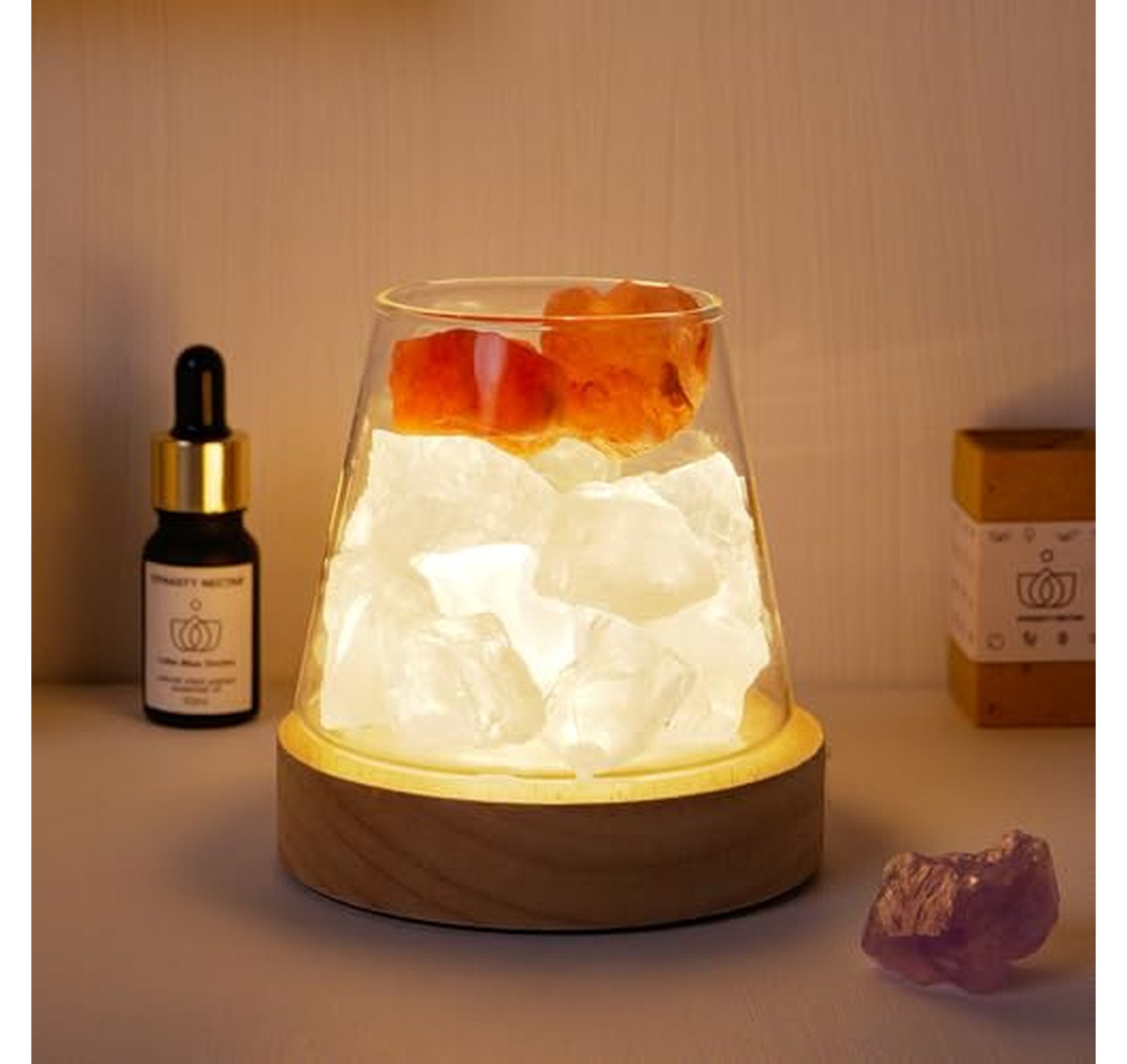 Crystal Healing Himalayan Salt Night Lamp with Remote