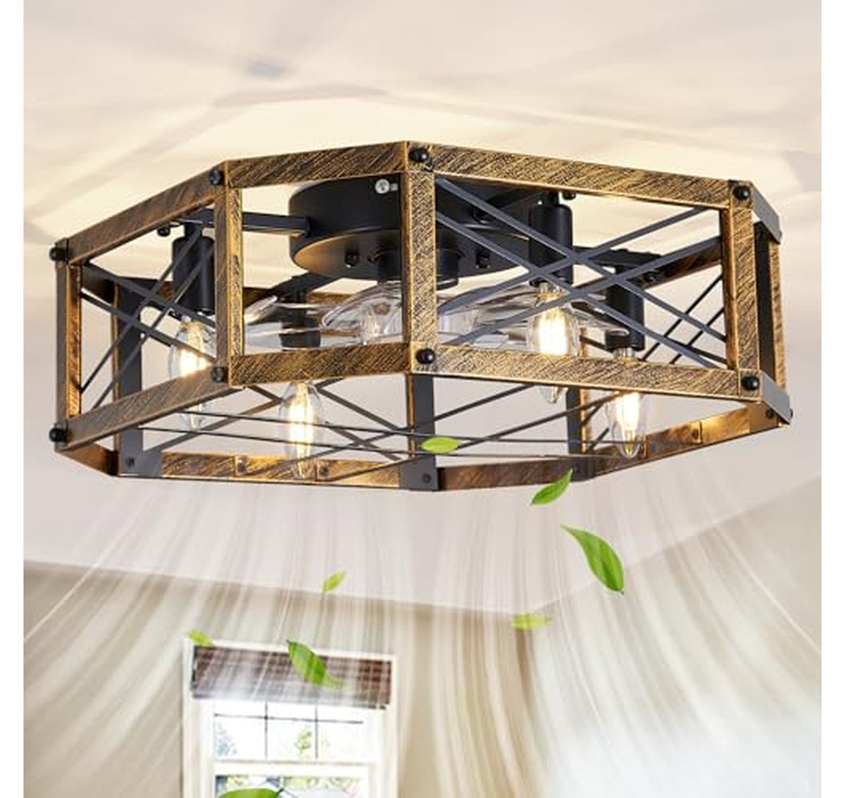 21-Inch Caged Ceiling Fan with Light and Remote