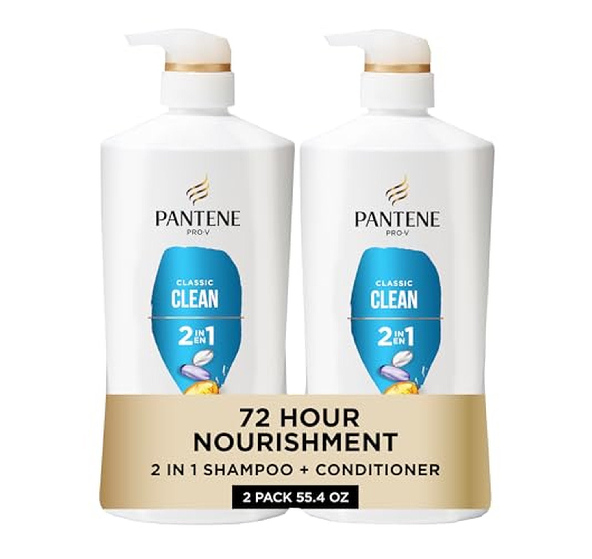 2 Pack Pantene Classic Clean 2-in-1 Shampoo Conditioner