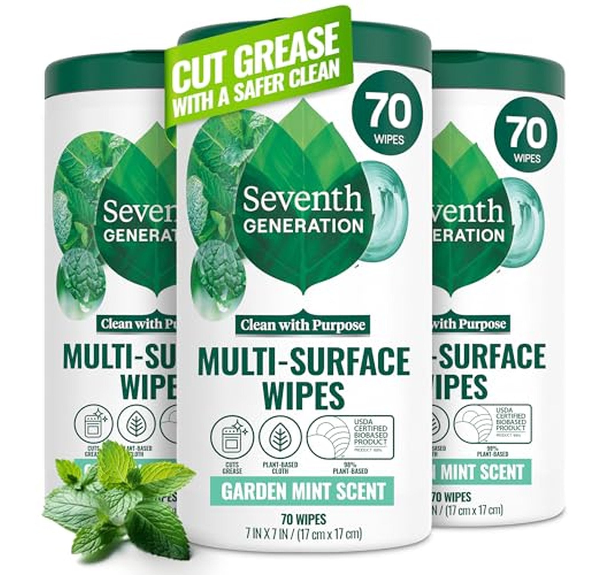 3 Pack Seventh Generation Multi-Surface Cleaning Wipes 70 Count