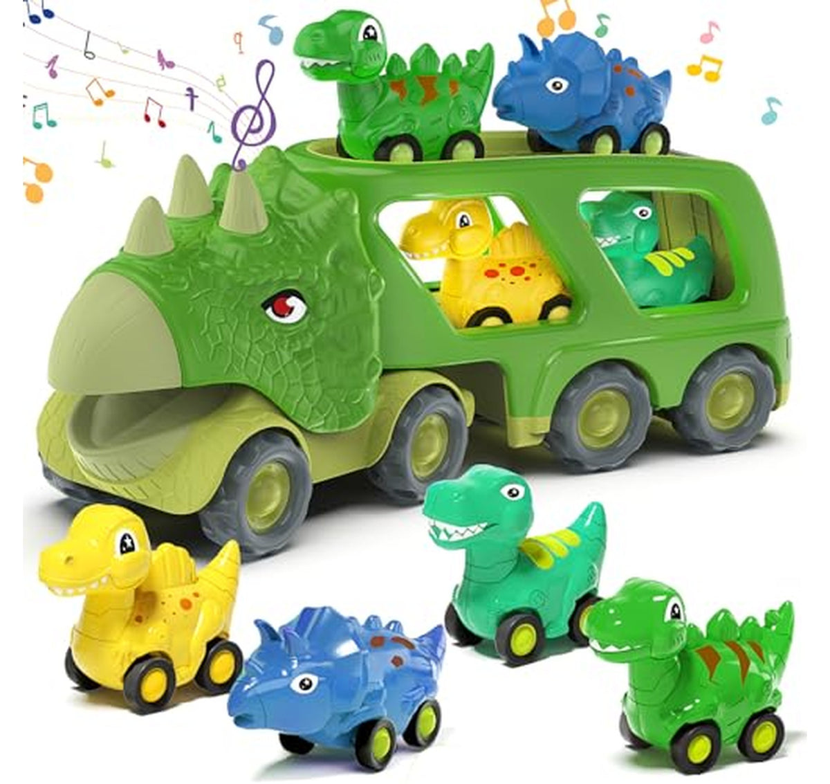 Dinosaur Car Carrier Truck Toy with Pull Back Cars