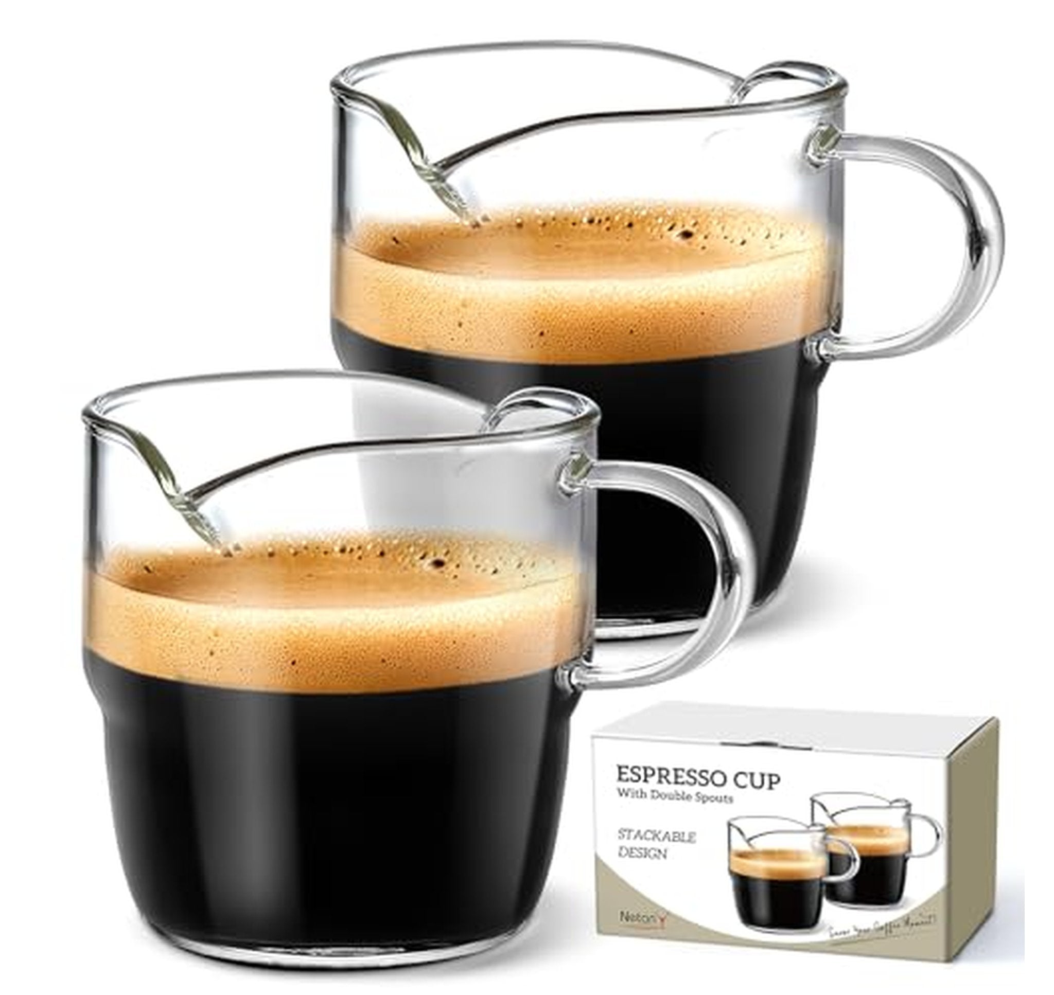 2 Pack 6 oz Espresso Glass Cups with Handles