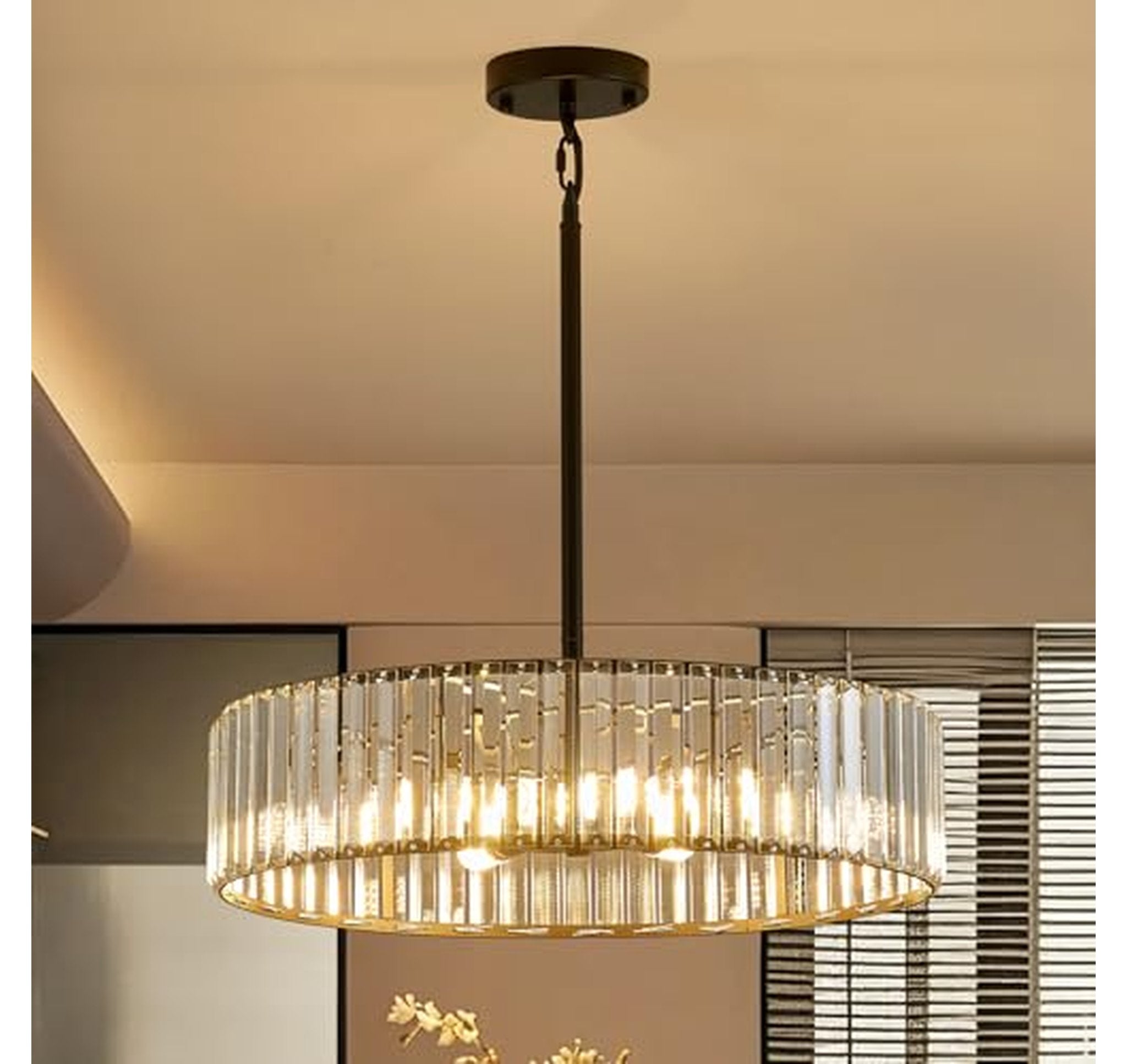6-Light Modern Crystal Semi Flush Mount Chandelier