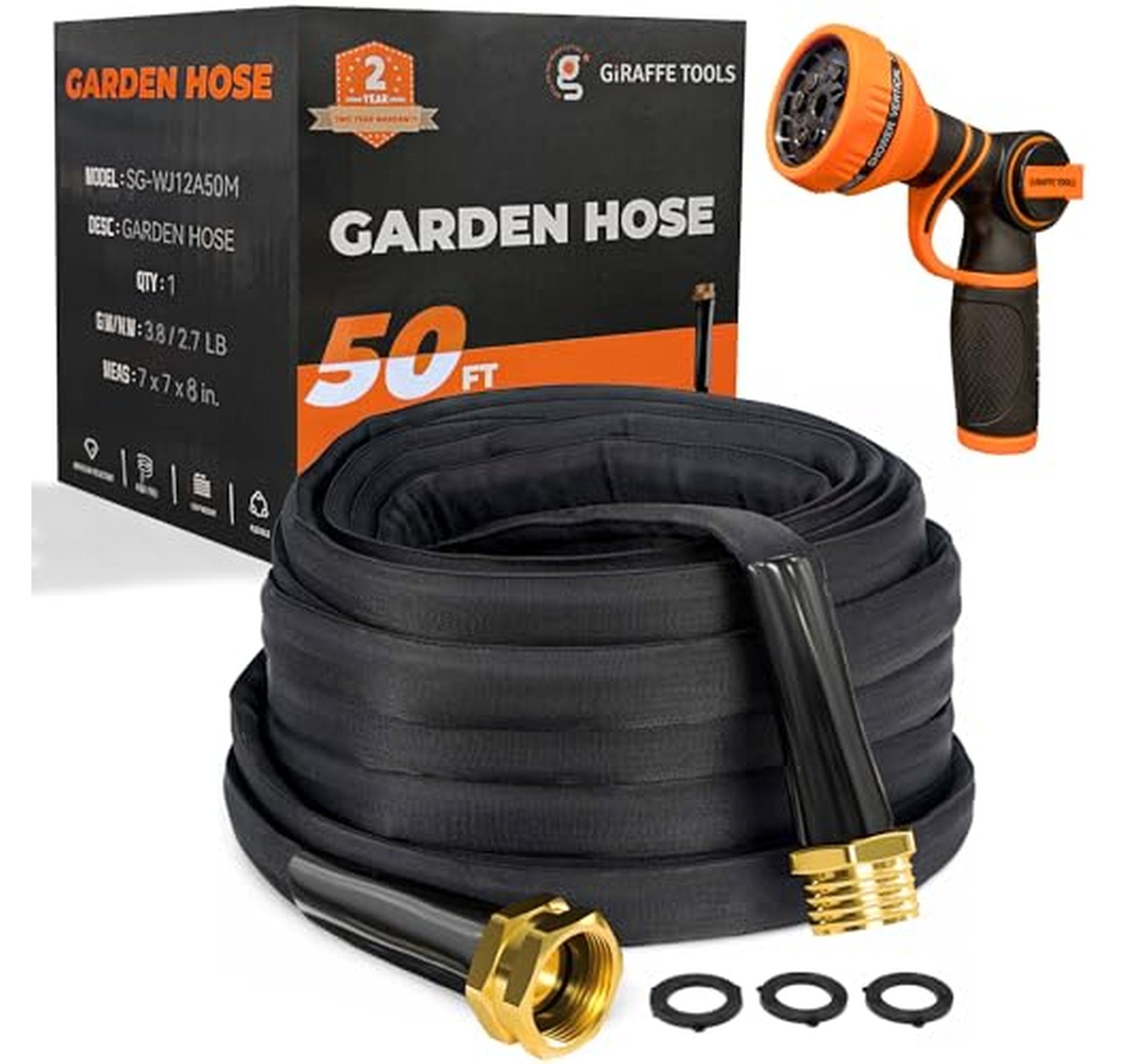 50FT Lightweight Kink-Free Garden Hose with Nozzle
