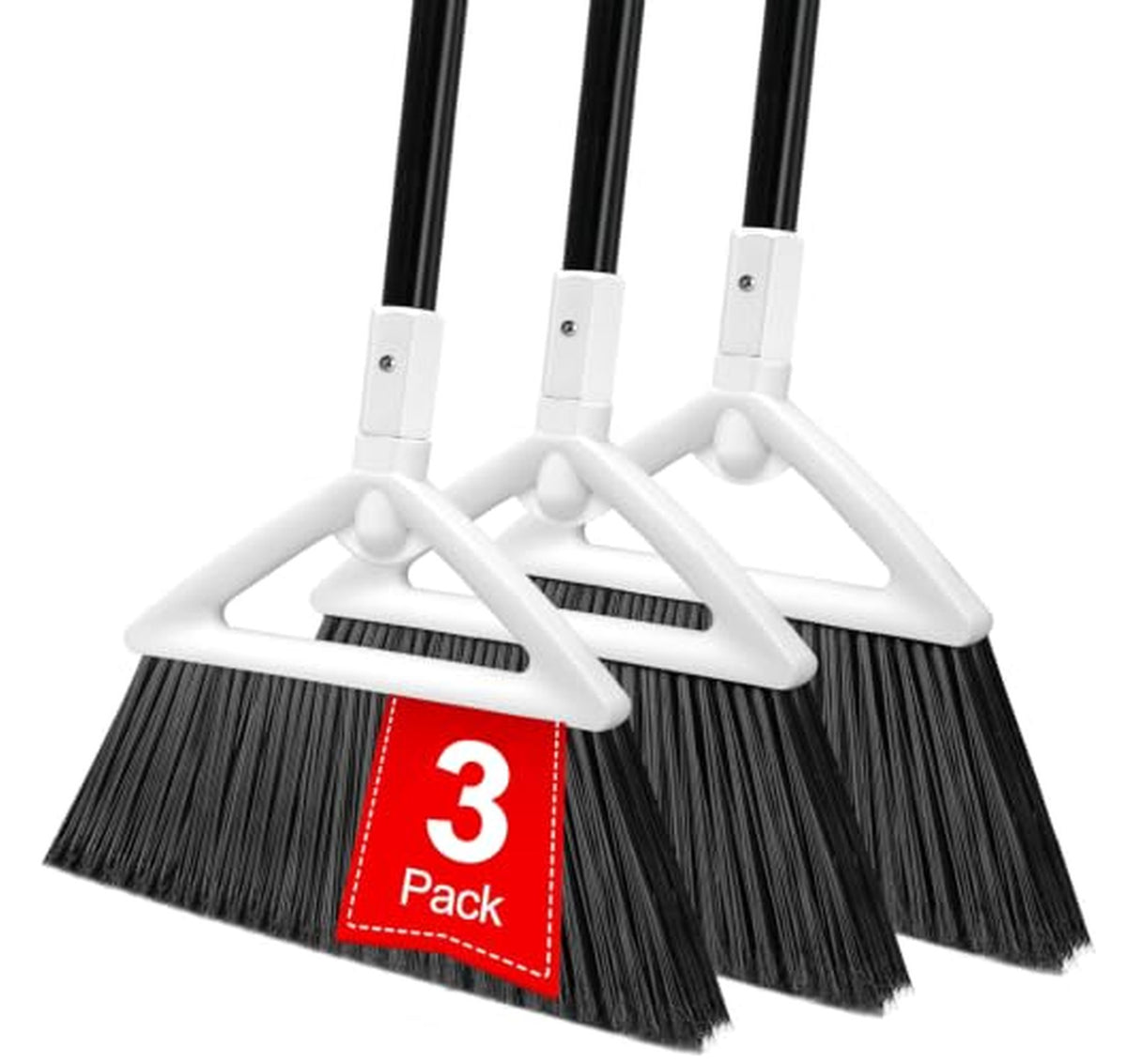 3 Pack Heavy Duty Angle Broom with Long Handle