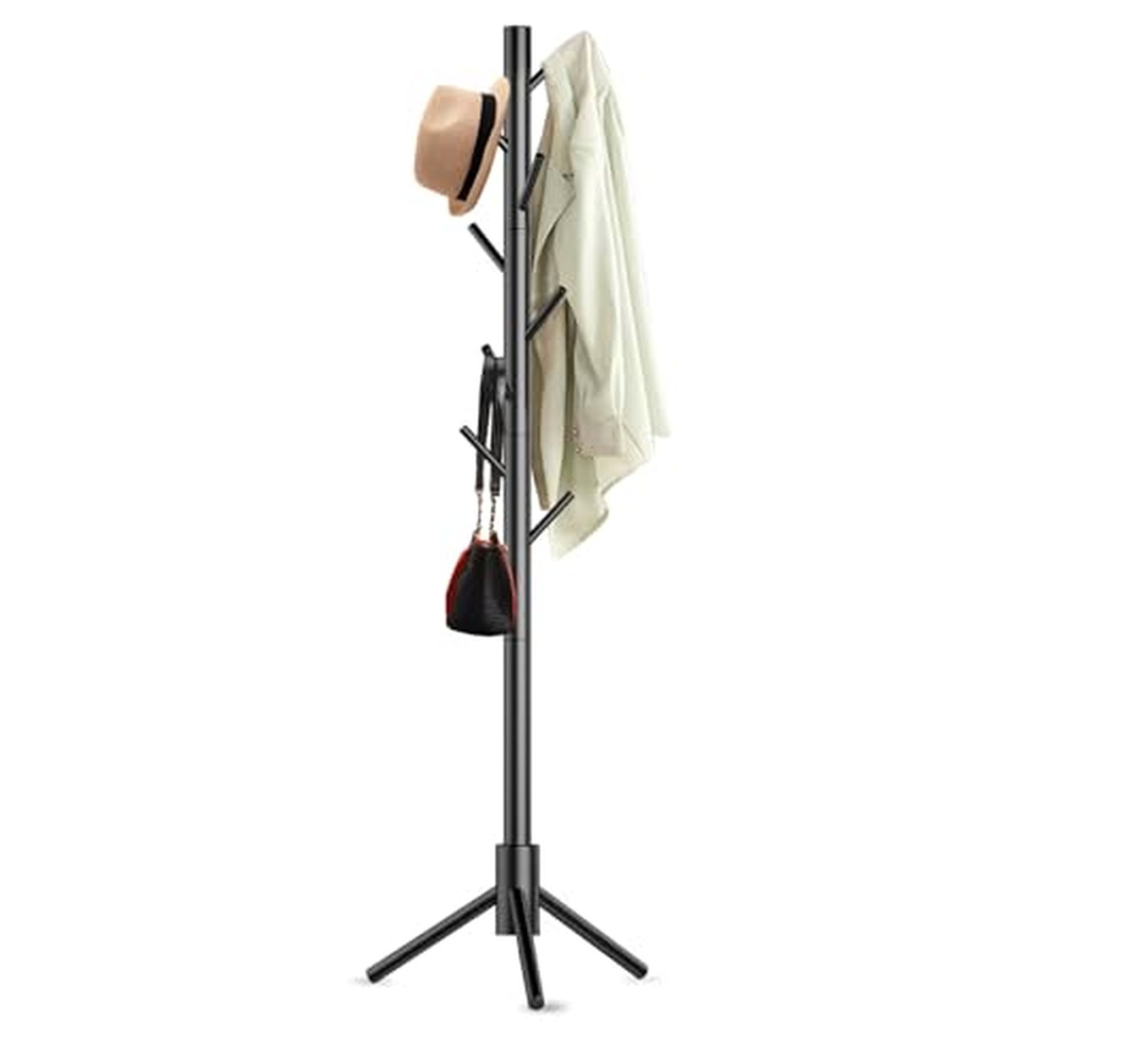 Freestanding Wooden Coat Rack Stand with 8 Hooks