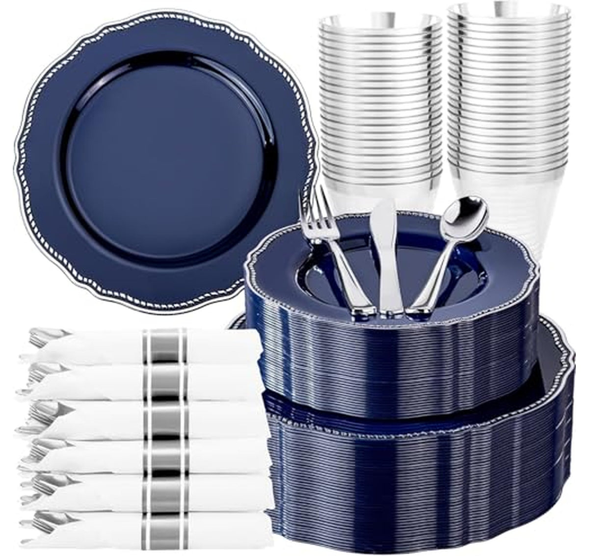350 Count Plastic Party Plates Dinnerware Set