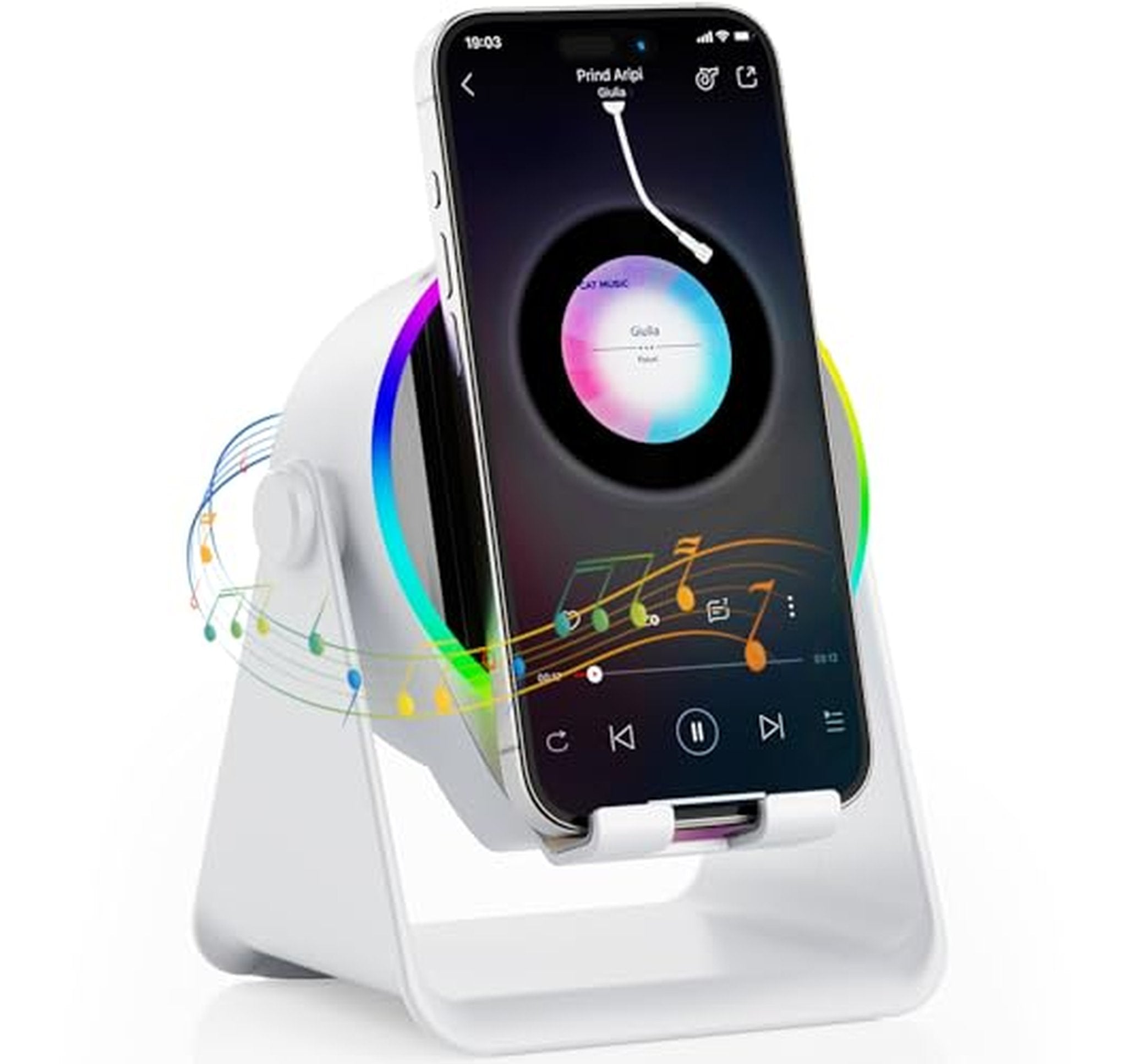 Wireless Induction Bluetooth Speaker with Rotating Phone Stand