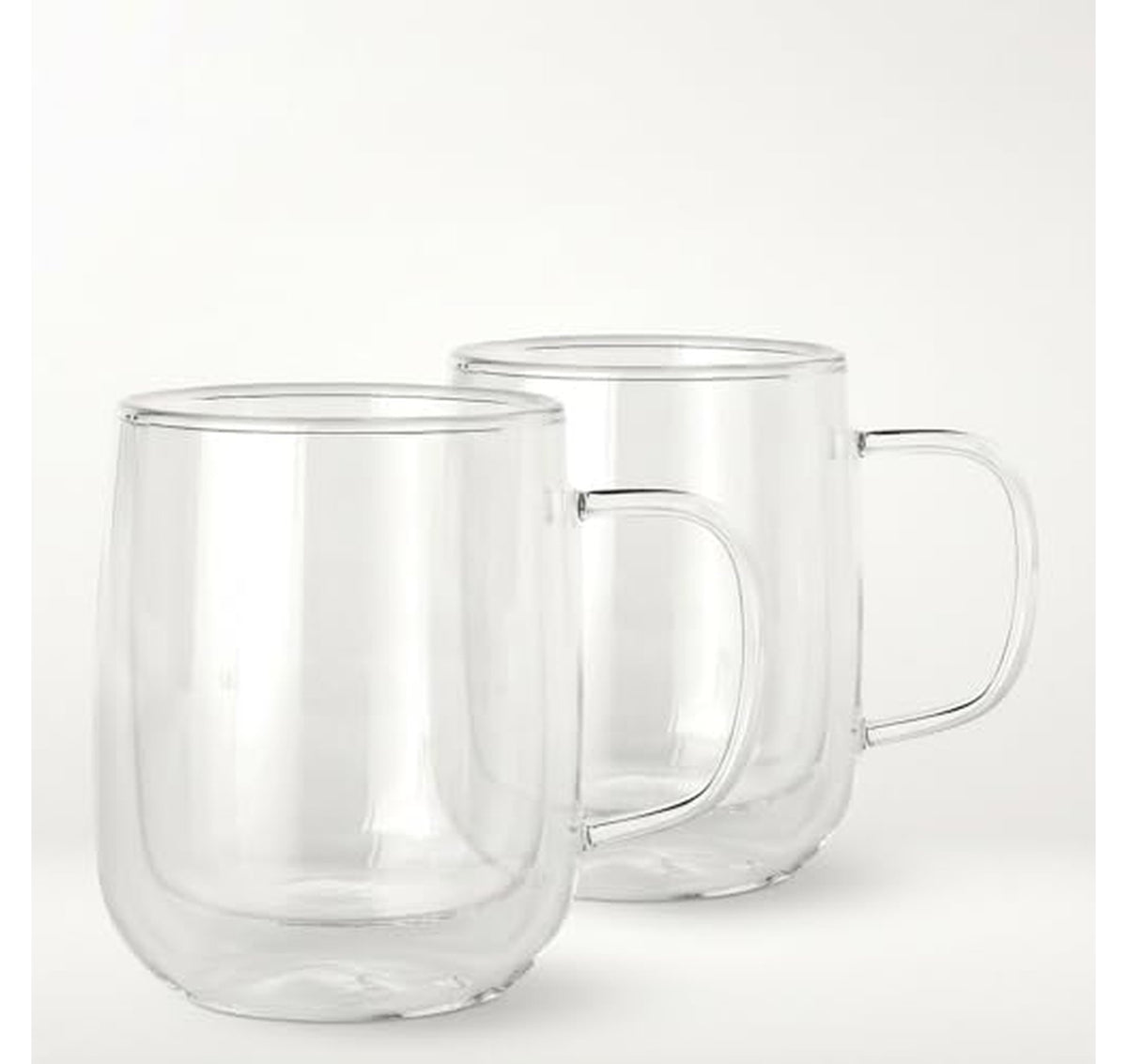 2 Pack Double Walled Glass Coffee Mugs 14oz