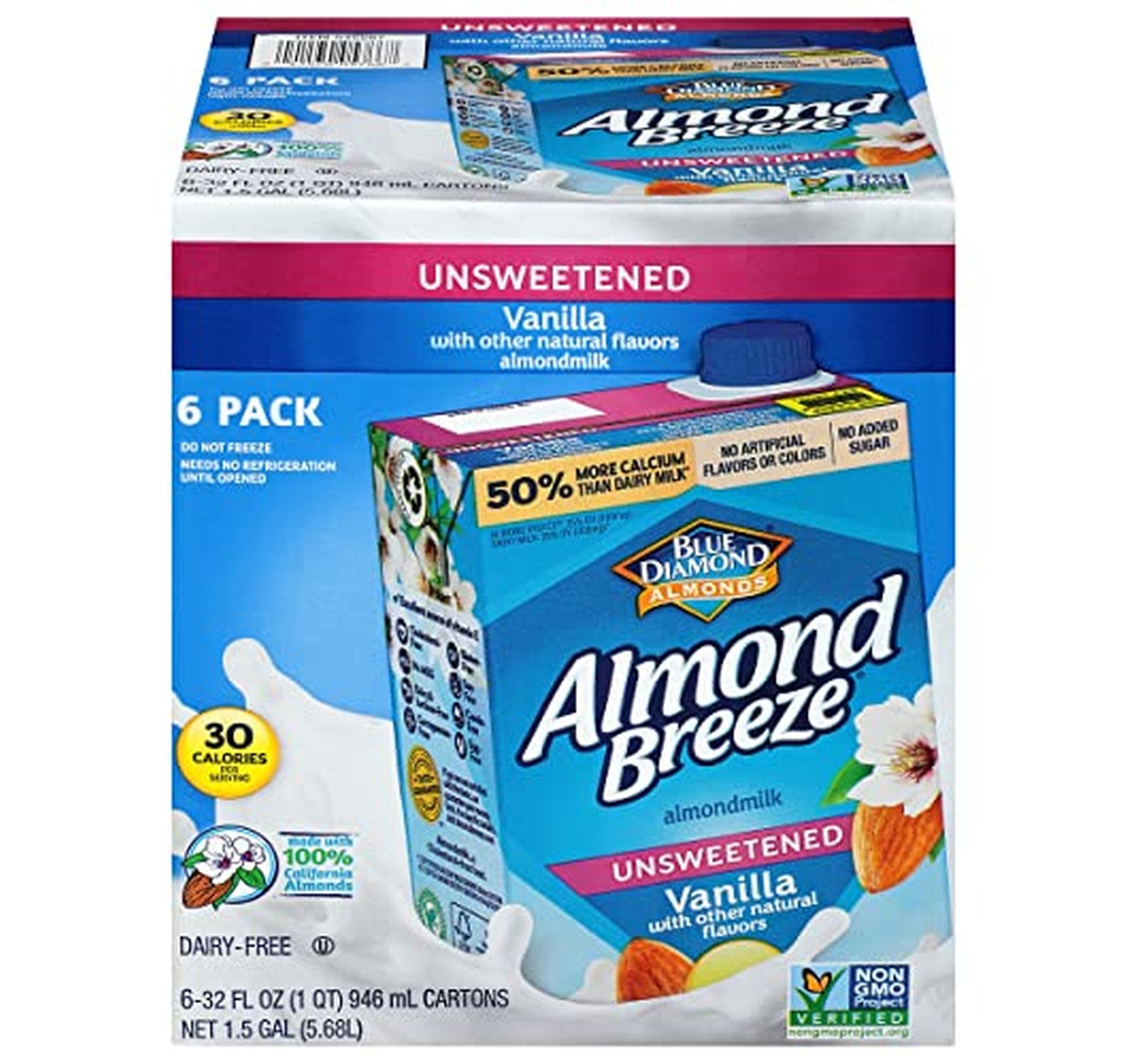 6 Pack Almond Breeze Unsweetened Vanilla Almondmilk 32oz