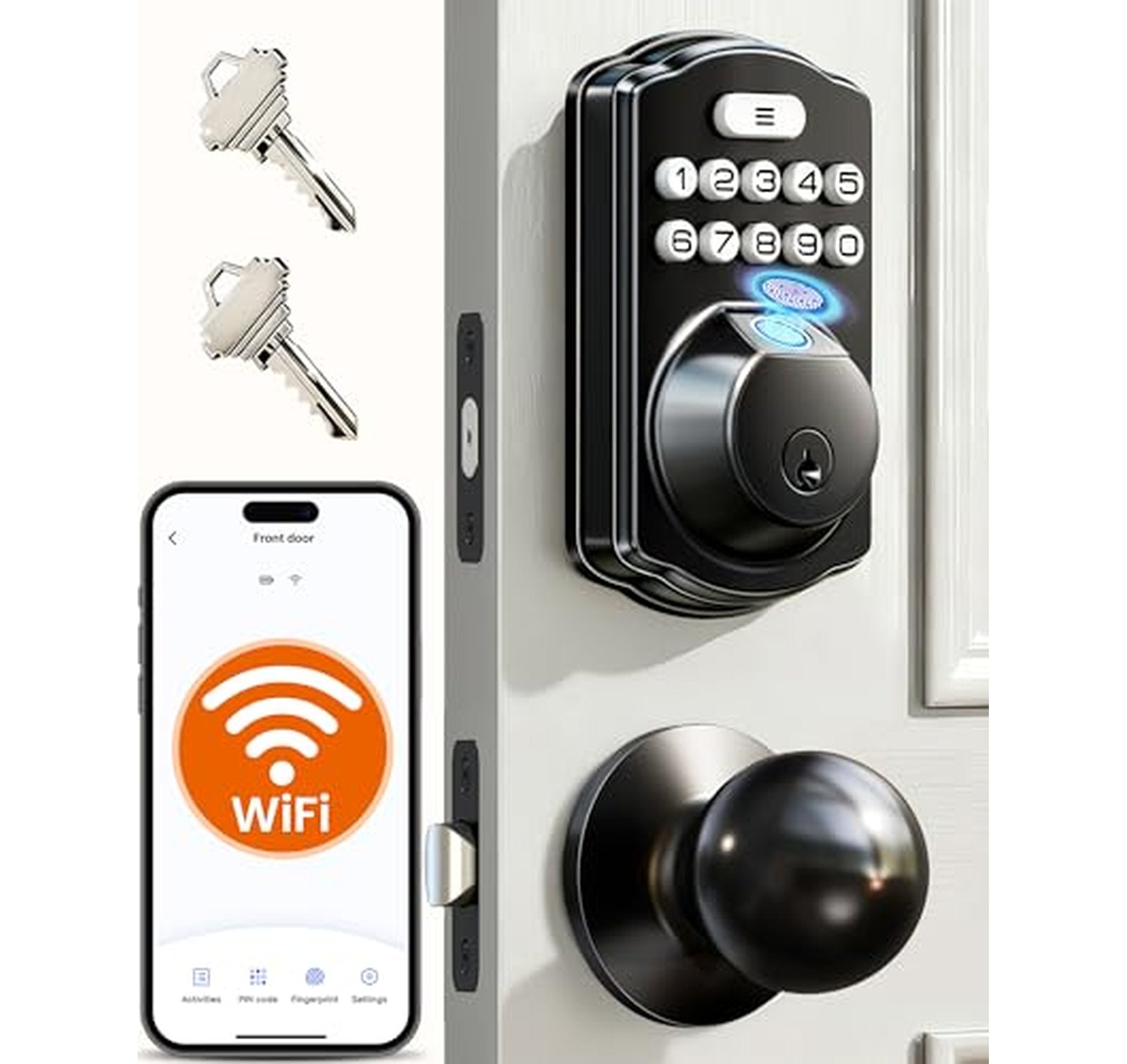 WiFi Fingerprint Smart Door Lock with Knobs