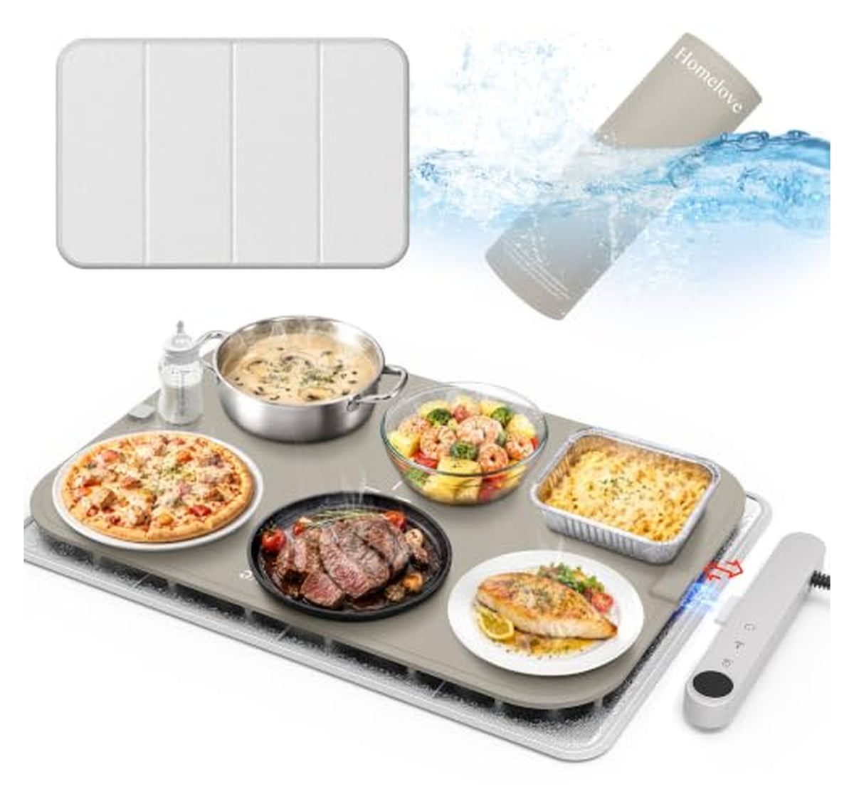 Electric Silicone Food Warming Mat with Timer