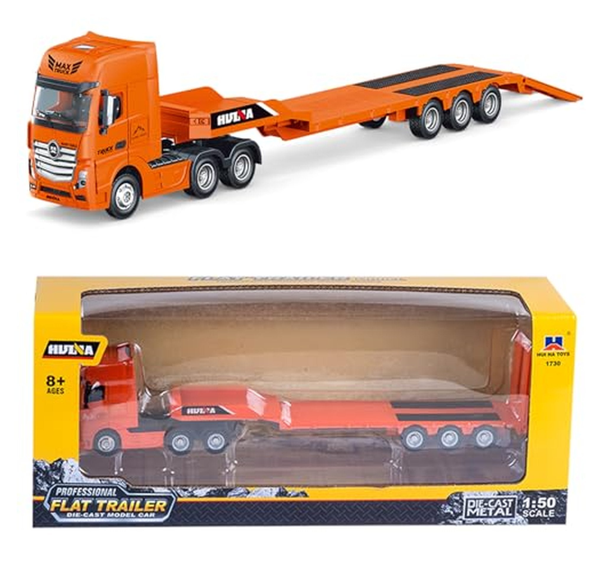 1:50 Diecast Flatbed Trailer Truck Toy Vehicle