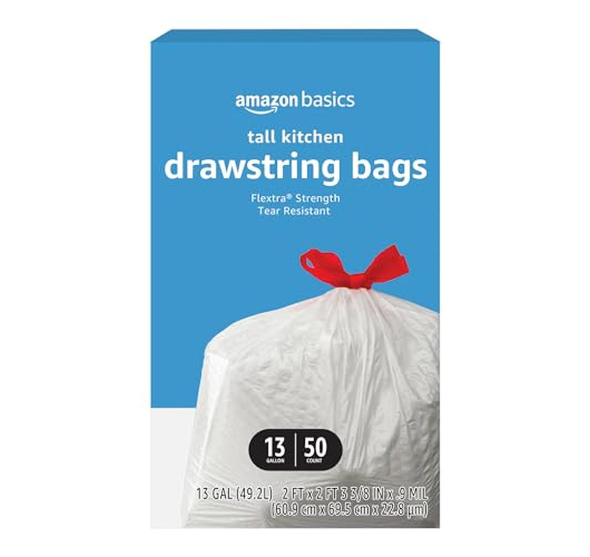 50 Count Amazon Basics 13 Gallon Kitchen Trash Bags