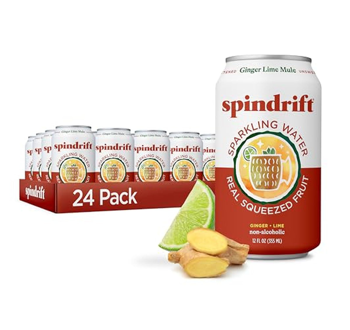 24 Pack Spindrift Ginger Lime Mule Sparkling Water