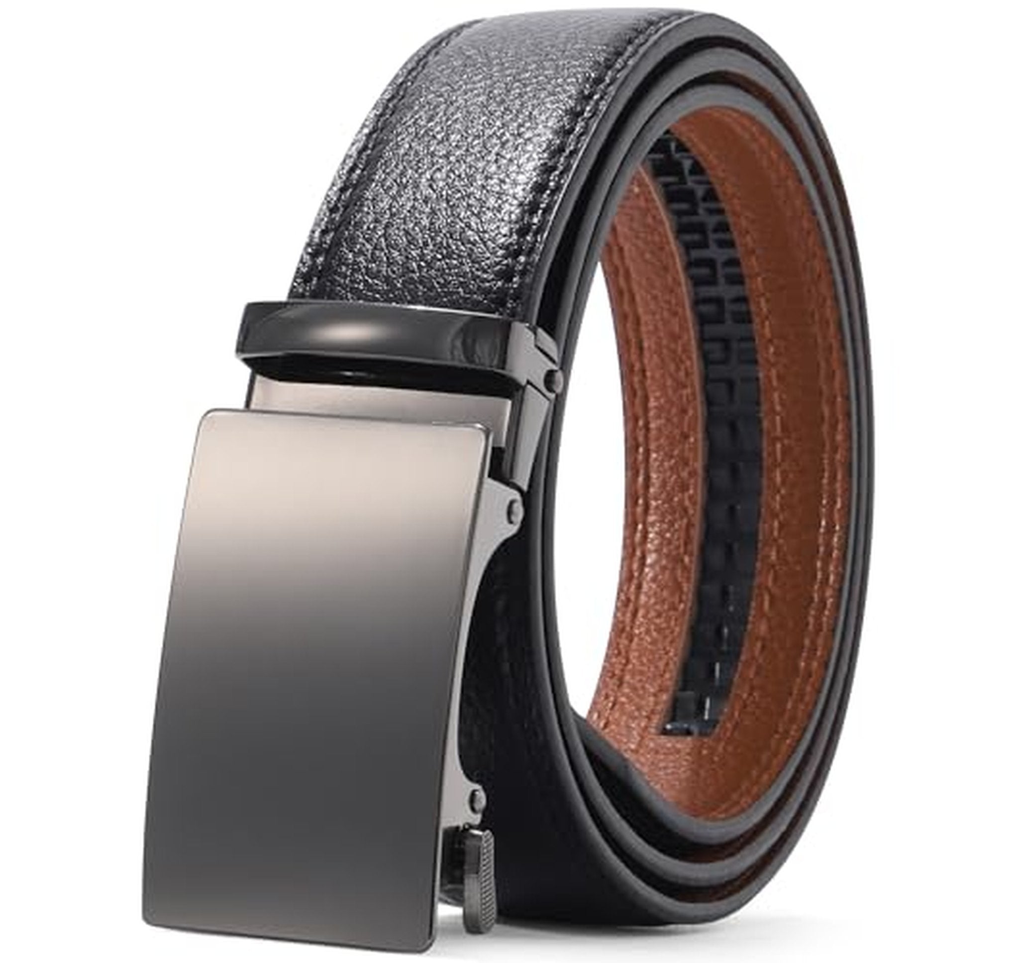 Ratchet Leather Adjustable No-Hole Dress Belt