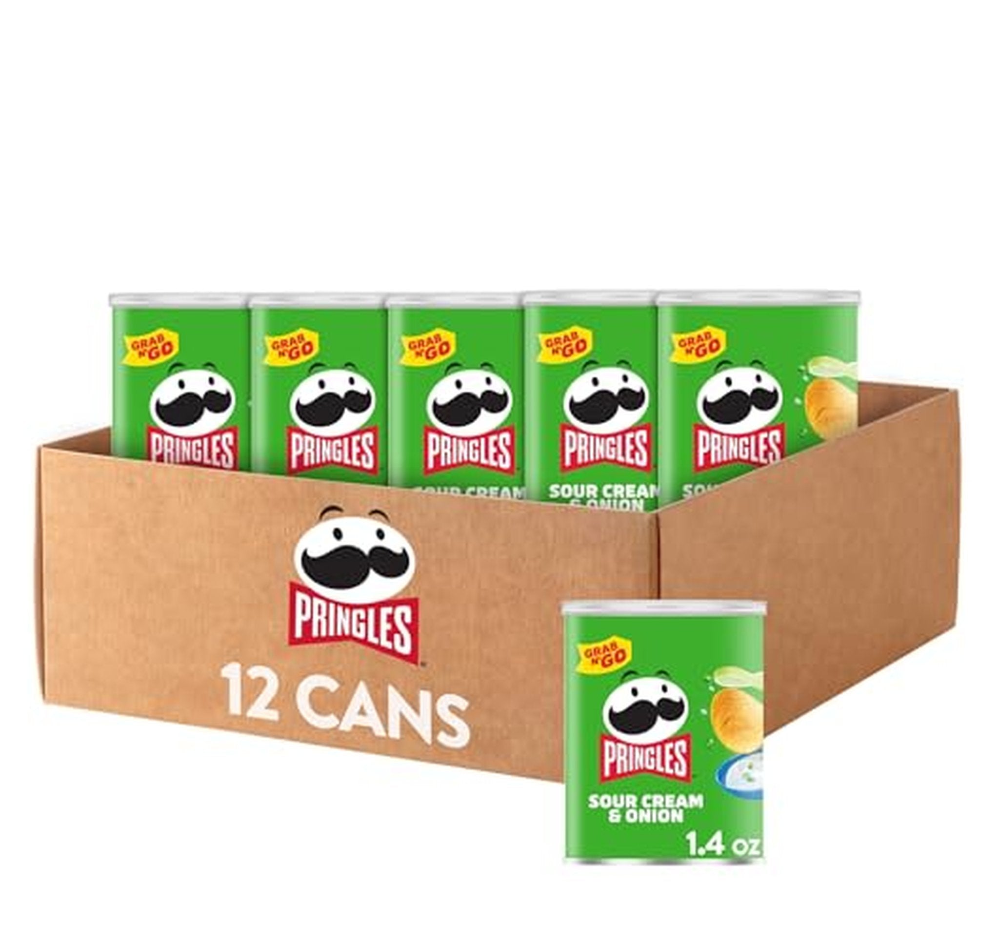 12 Cans of Pringles Sour Cream and Onion Chips