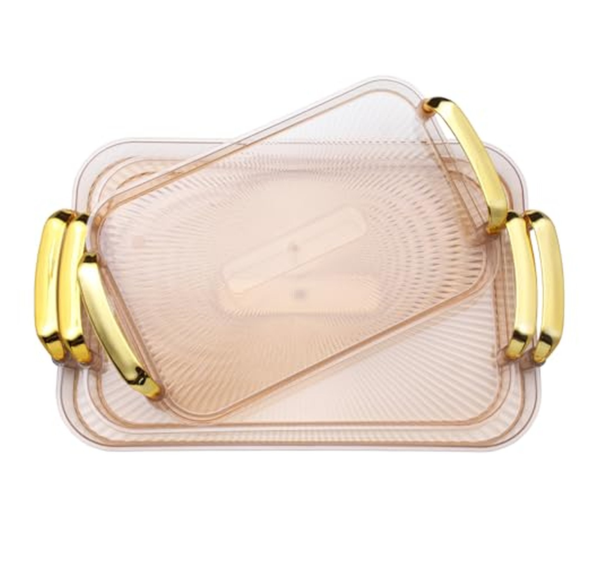 3 Pack Stackable Plastic Serving Trays with Handles