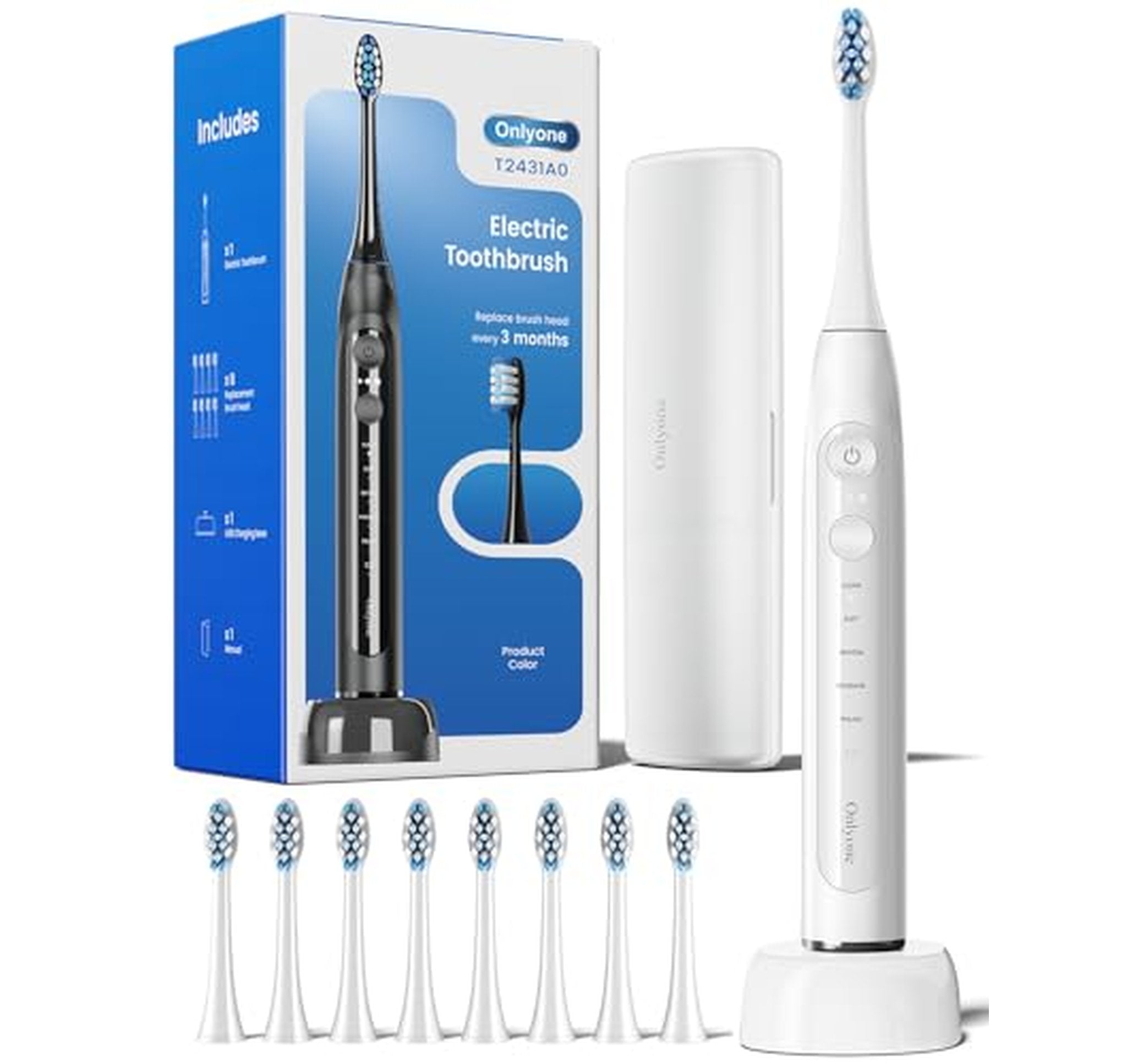 Rechargeable Electric Toothbrush with Timer and 8 Brush Heads